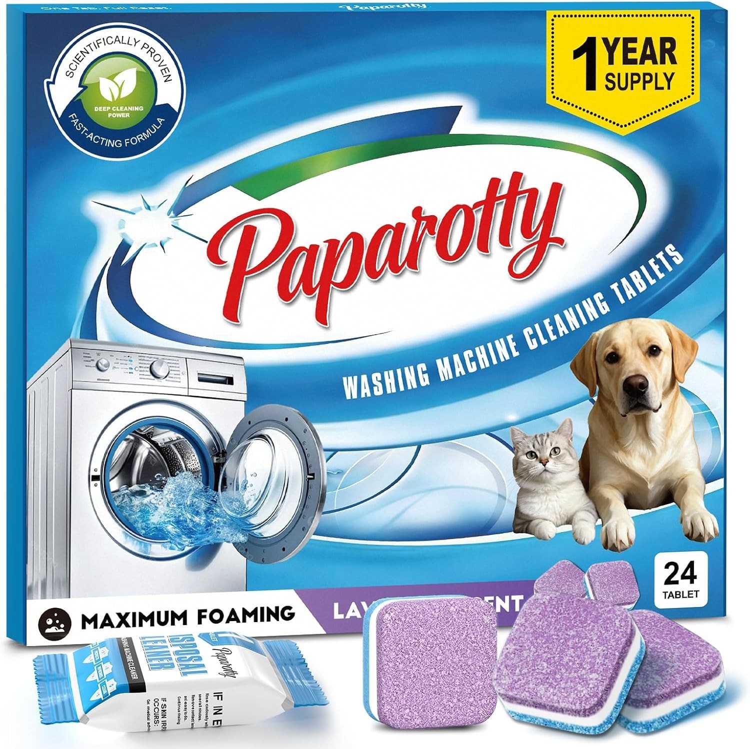 Washing Machine Cleaner Tablets – 24 Pack for a 12 Supply. Formulated for