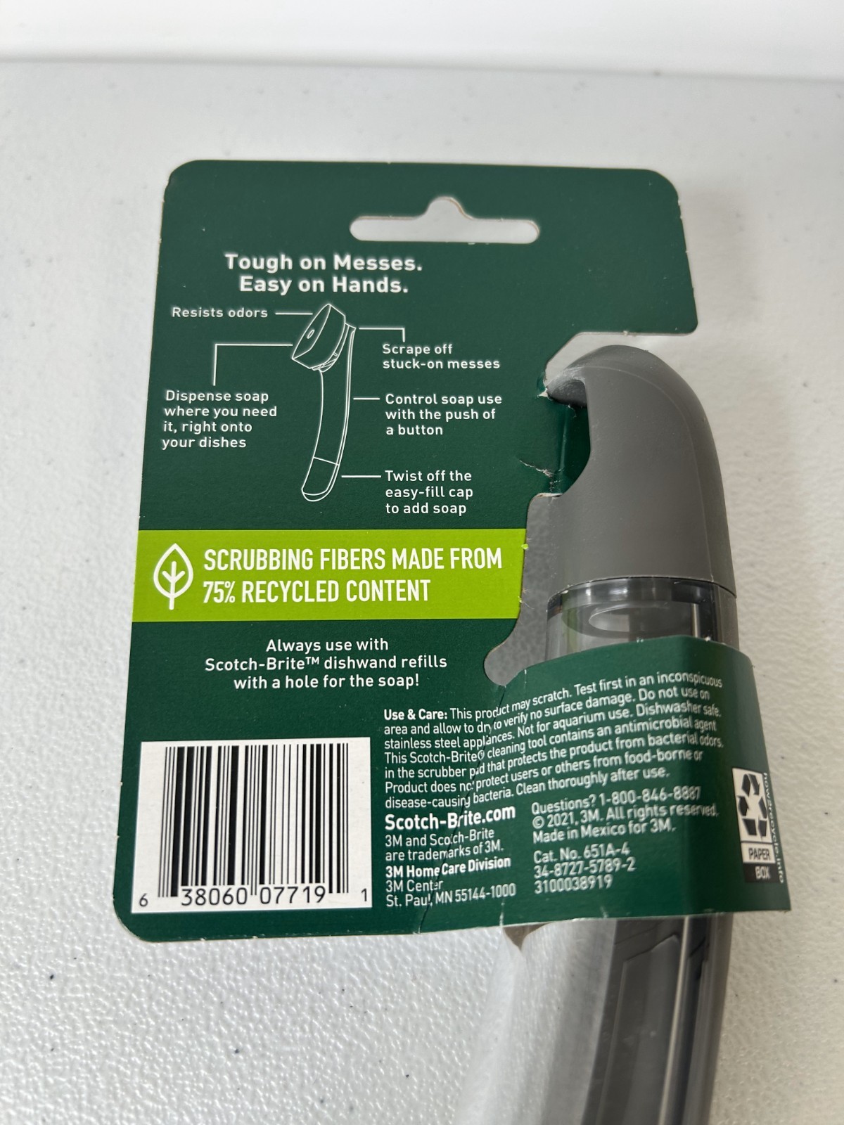 3M Scotch-Brite Soap Control Heavy Duty Scrub Dots Leak-Free Dishwand (Set Of 4)