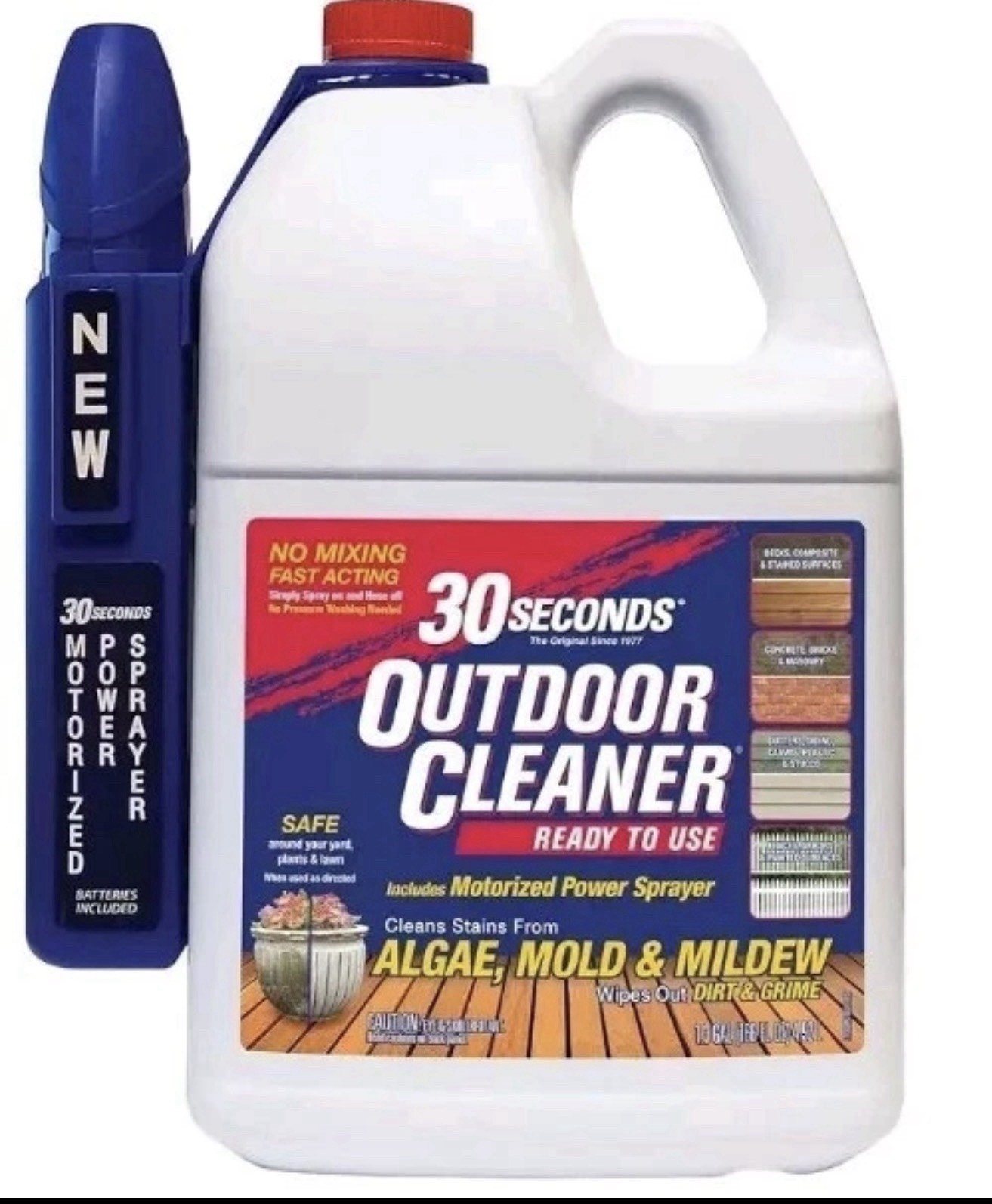 30 SECONDS Outdoor Mold Mildew Algae Cleaner 1.3 Gallon Ready-To-Use W/ Sprayer