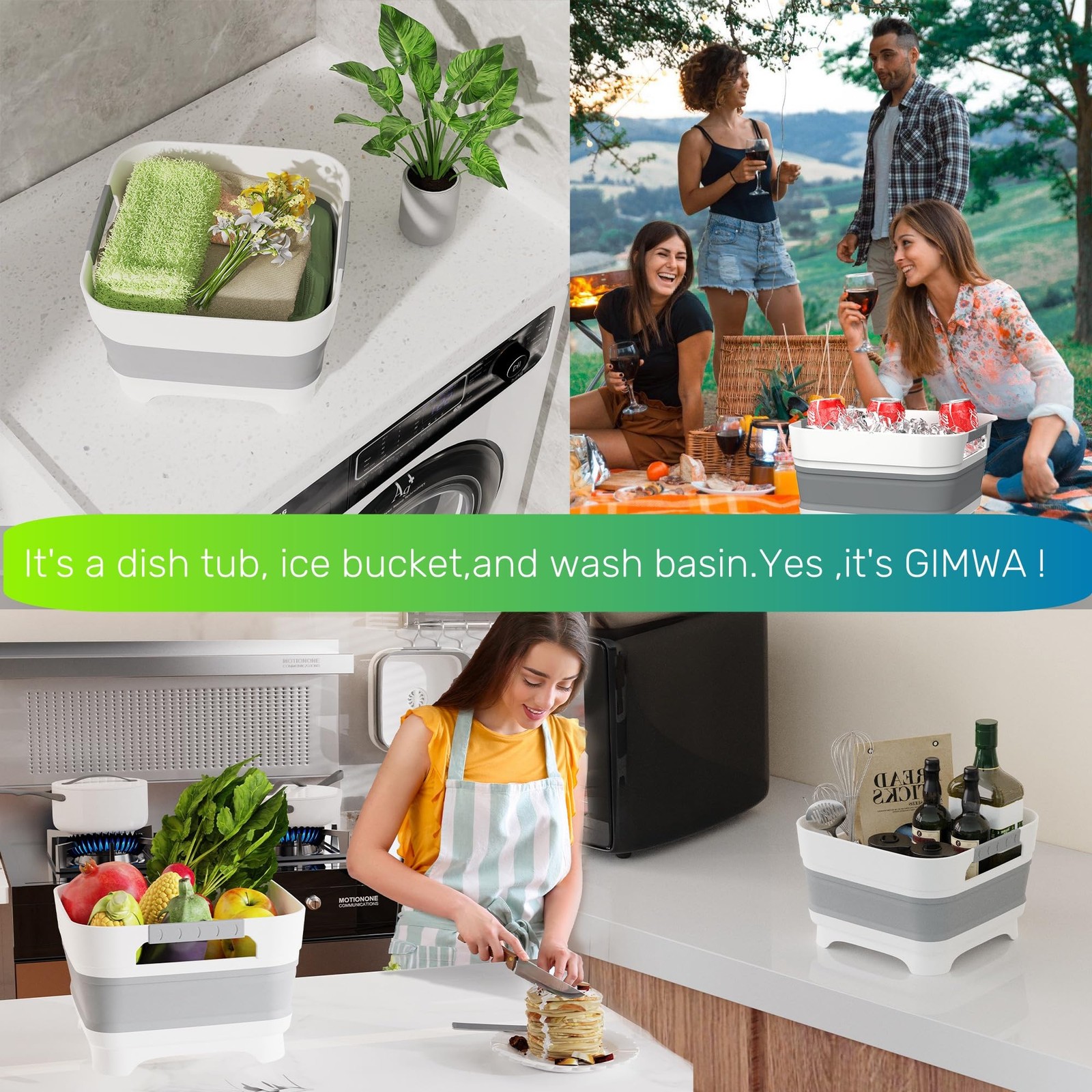 GIMWA Wash Basin for Baby Bottles, Foldable, Versatile Wash Tub for Kitchen,…