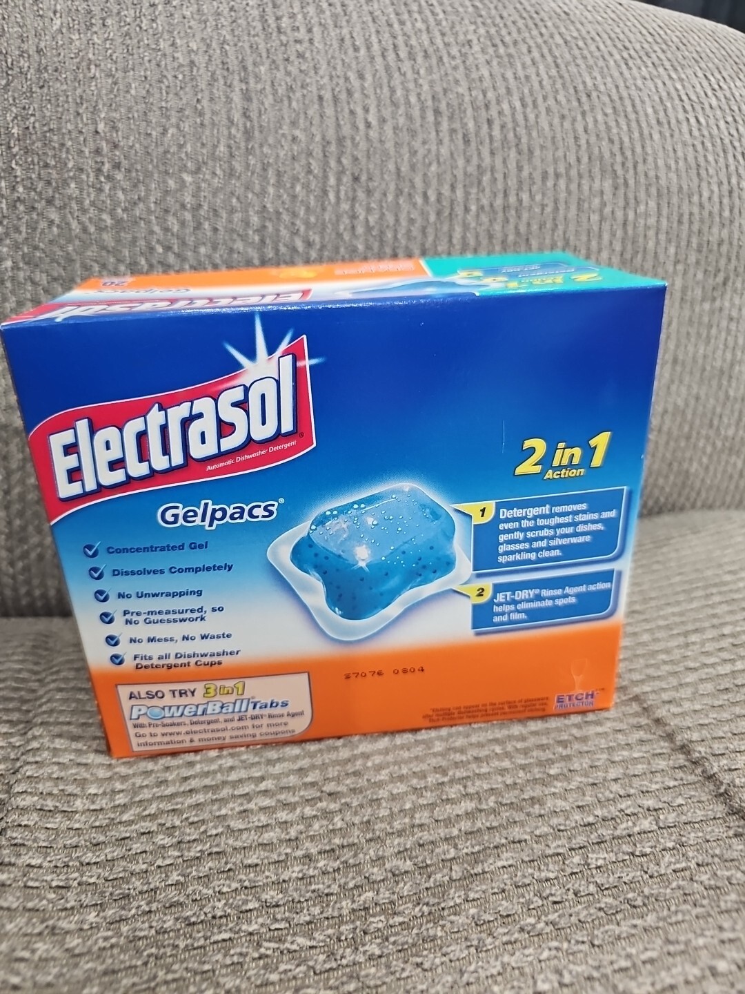 ELECTRASOL Gelpacs 2 IN 1 Jet-Dry Dishwasher Detergent 20ct ORANGE Discontinued