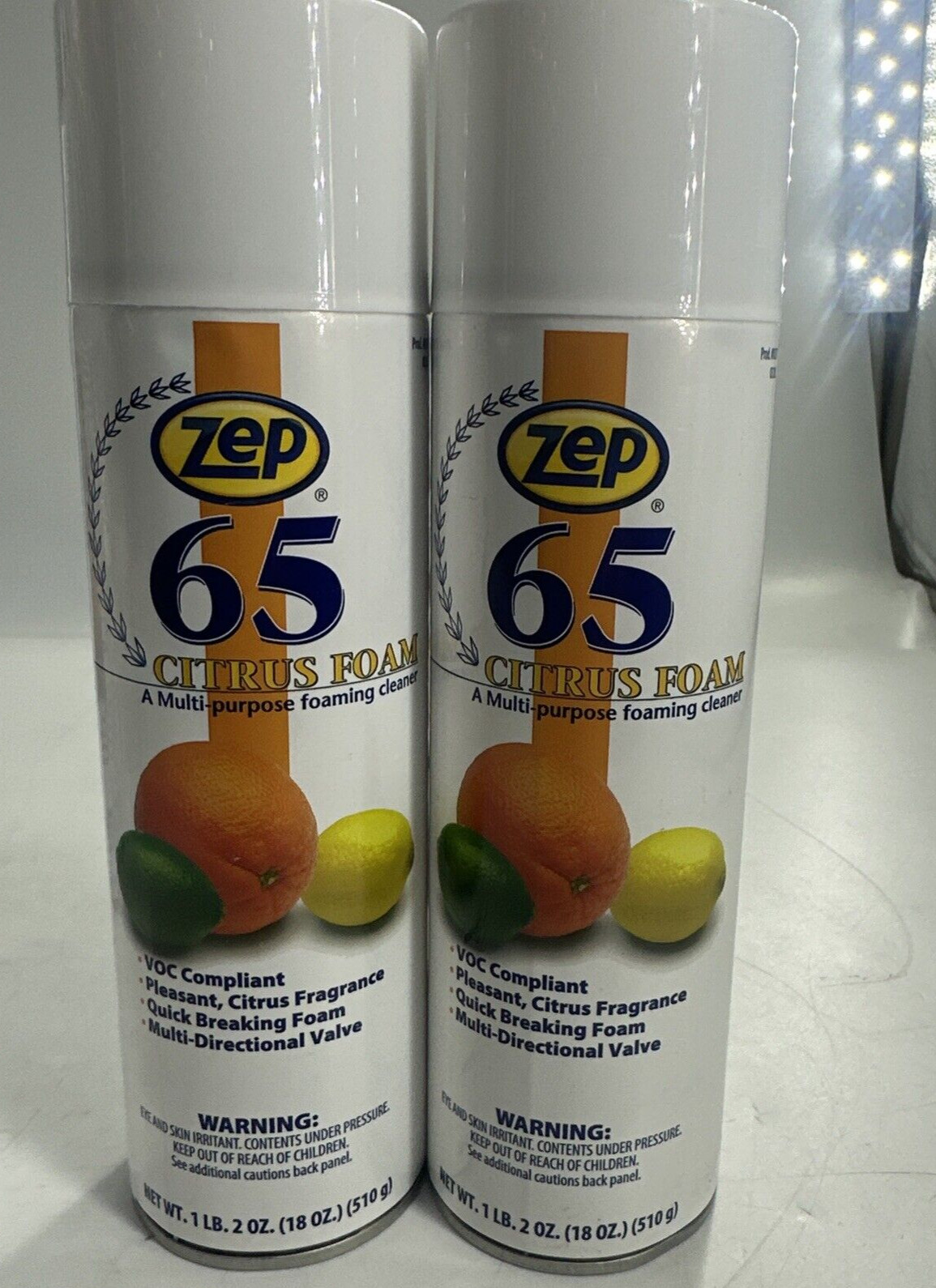 TWO PACK Zep 65 Foaming Citrus Multi-Purpose Foaming Cleaner 18 oz / 510 g