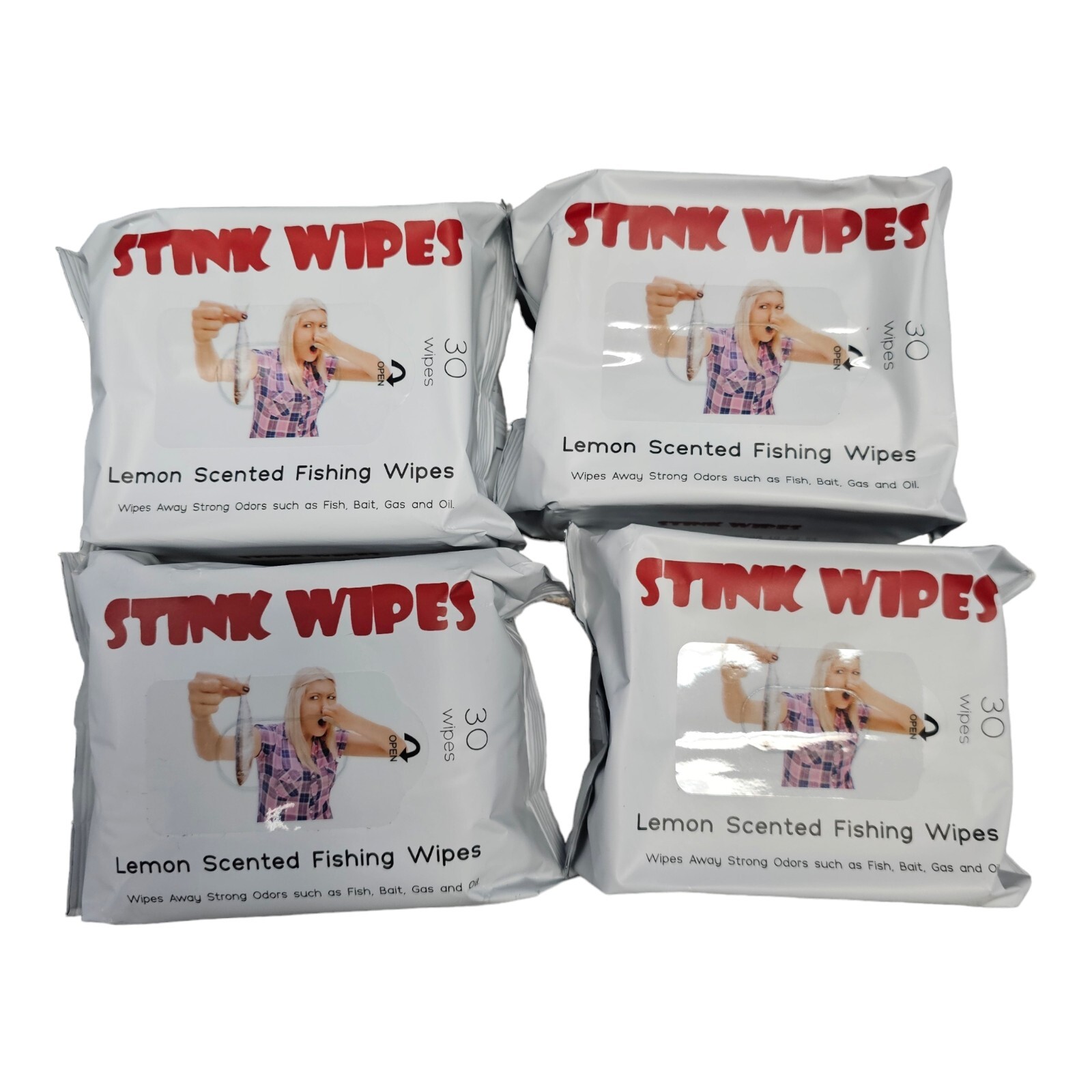 Stink Wipes Lemon Scented Fishing Wipes Lot of 4 Packs NEW Manufacturer Sealed