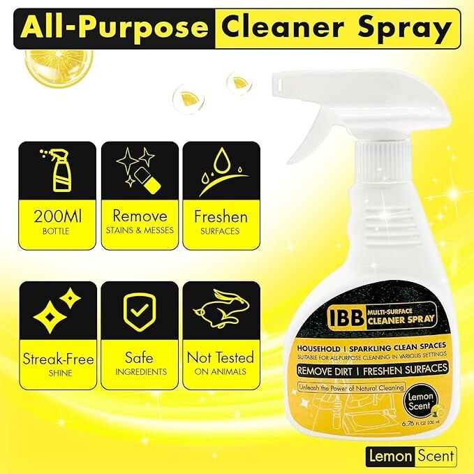IBB All-Purpose Cleaner Spray 2PCS Crevice Cleaning Brushes for Tile, 6.76oz