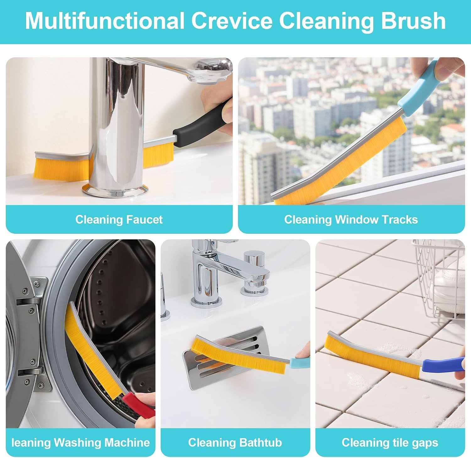 4 Pack Crevice Cleaning Brush Hard Bristle Grout Brush House Cleaning Supplies