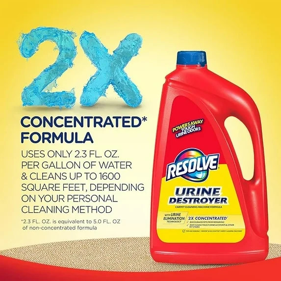 (2 Pack) Resolve Urine Destroyer 2x Carpet Stain Cleaner Solution, 60 oz
