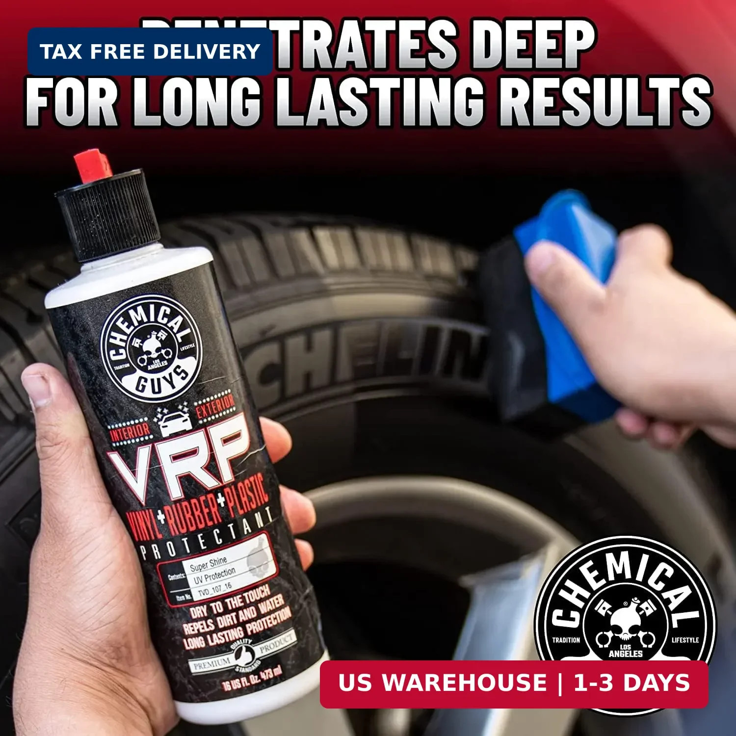 Chemical Guys VRP Protectant & WonderWave Applicators Kit – 16 oz Vinyl, Rubber,