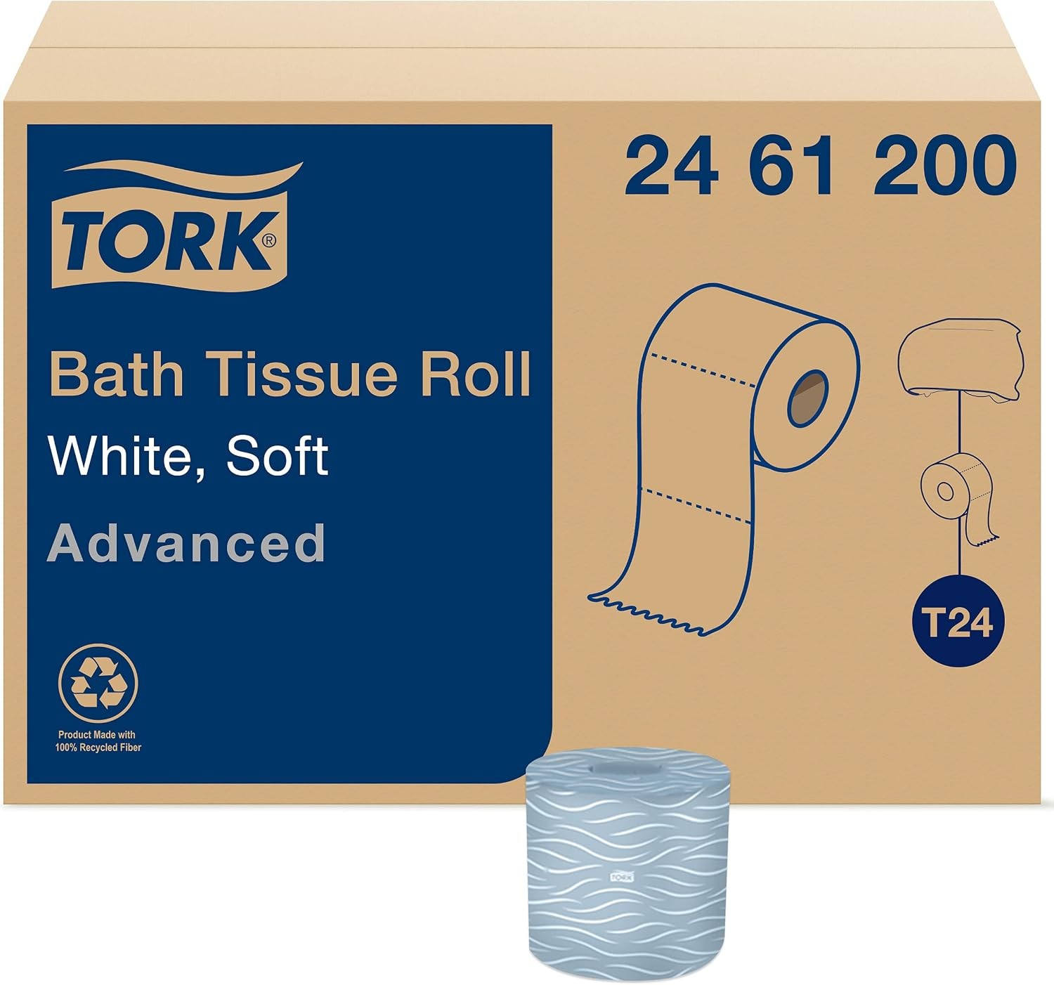 Tork Advanced Toilet Paper Roll, White, Compatible with T24 Dispensers, 2-ply,