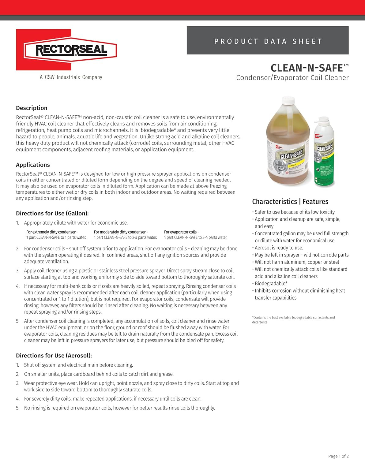 83780 20ounce Aerosol Cleannsafe Coil Cleaner