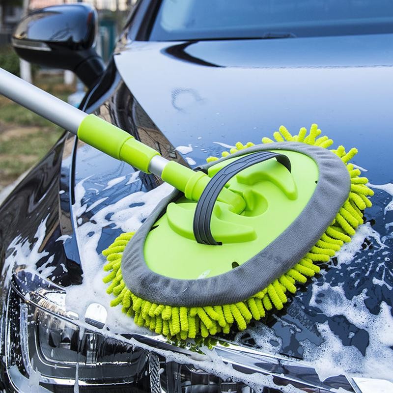 Car Wash Mop Brush Chenille Microfiber Telescopic Long Handle Cleaning Kit Soft