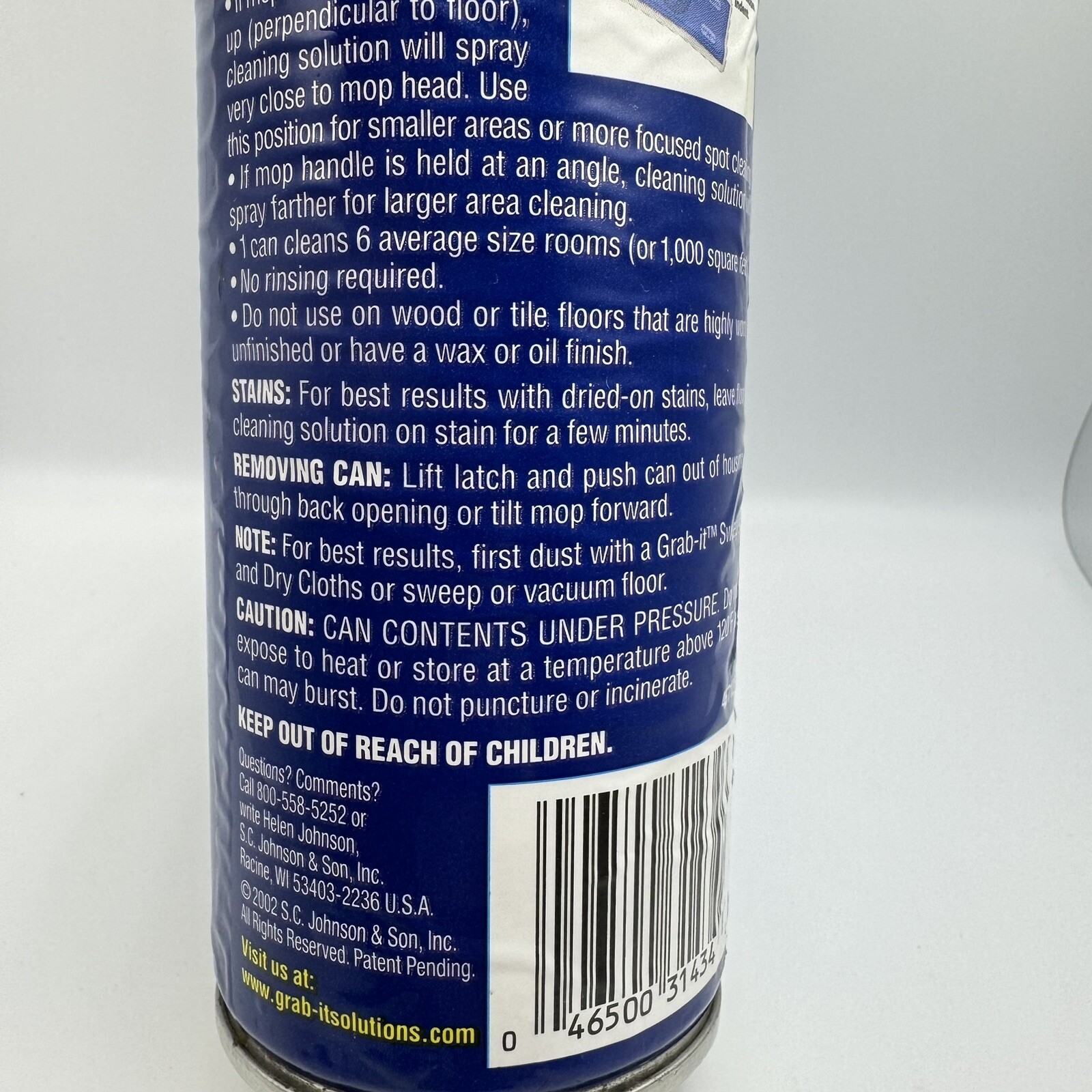 GRAB IT Mopping System Floor Cleaner Refill Discontinued 20 oz SC Johnson 2002