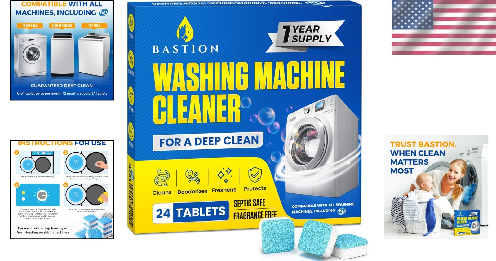 Washing Machine Descaler Tablets – 24 Count for Efficient Machine Maintenance