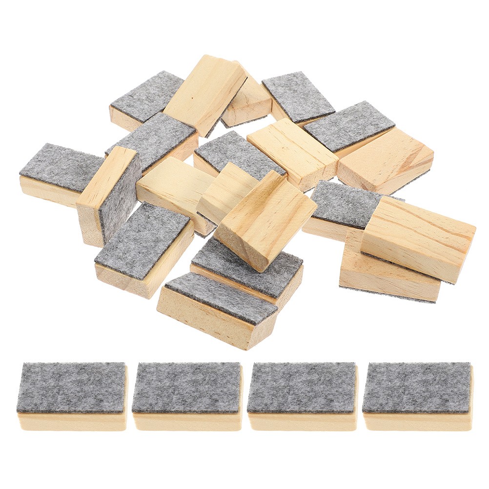 24 Pcs Small Felt Wood Eraser for Classroom Office and Home Cleaning