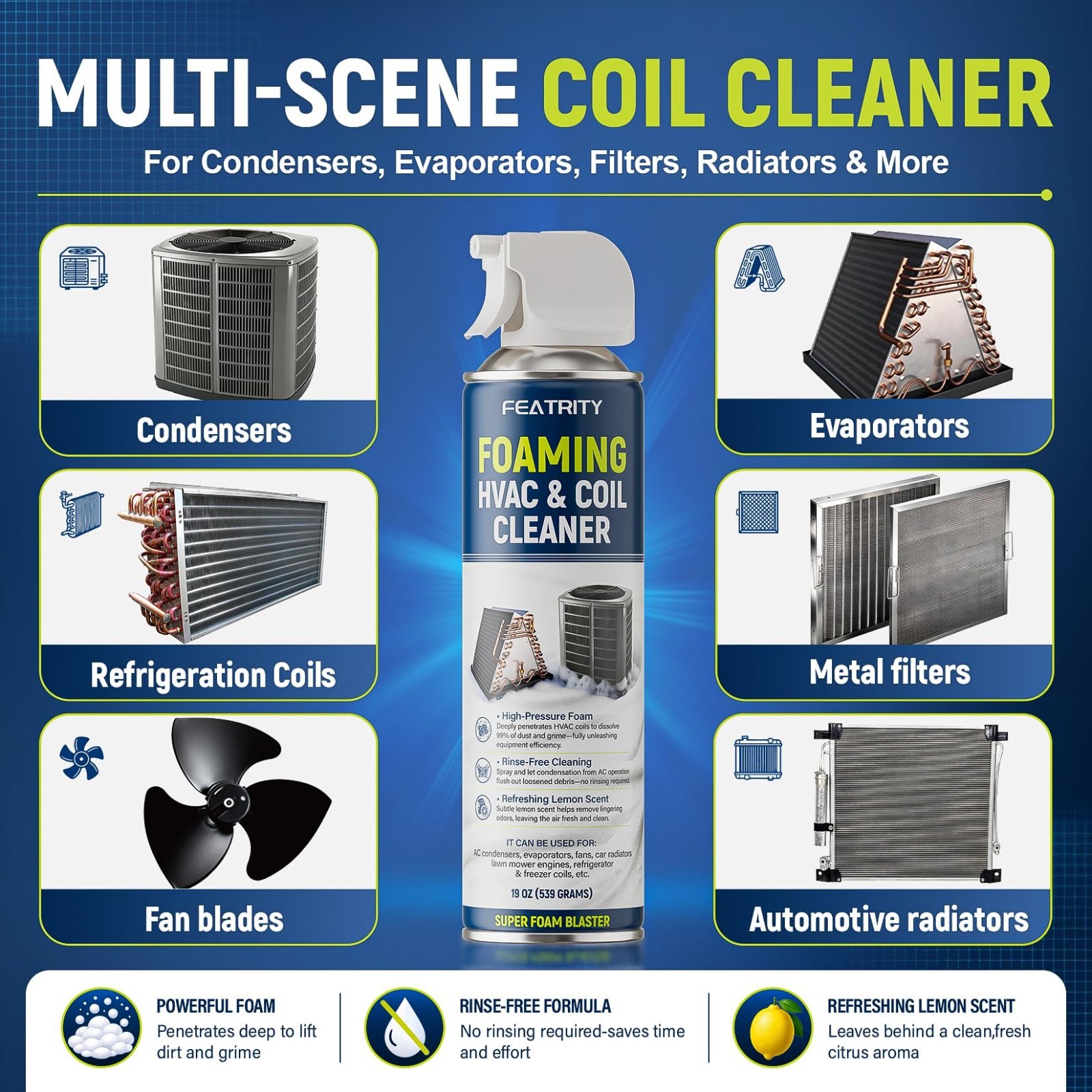 Foaming AC Coil Cleaner Spray – No-Rinse Deep Clean for Evaporator & Condenser C