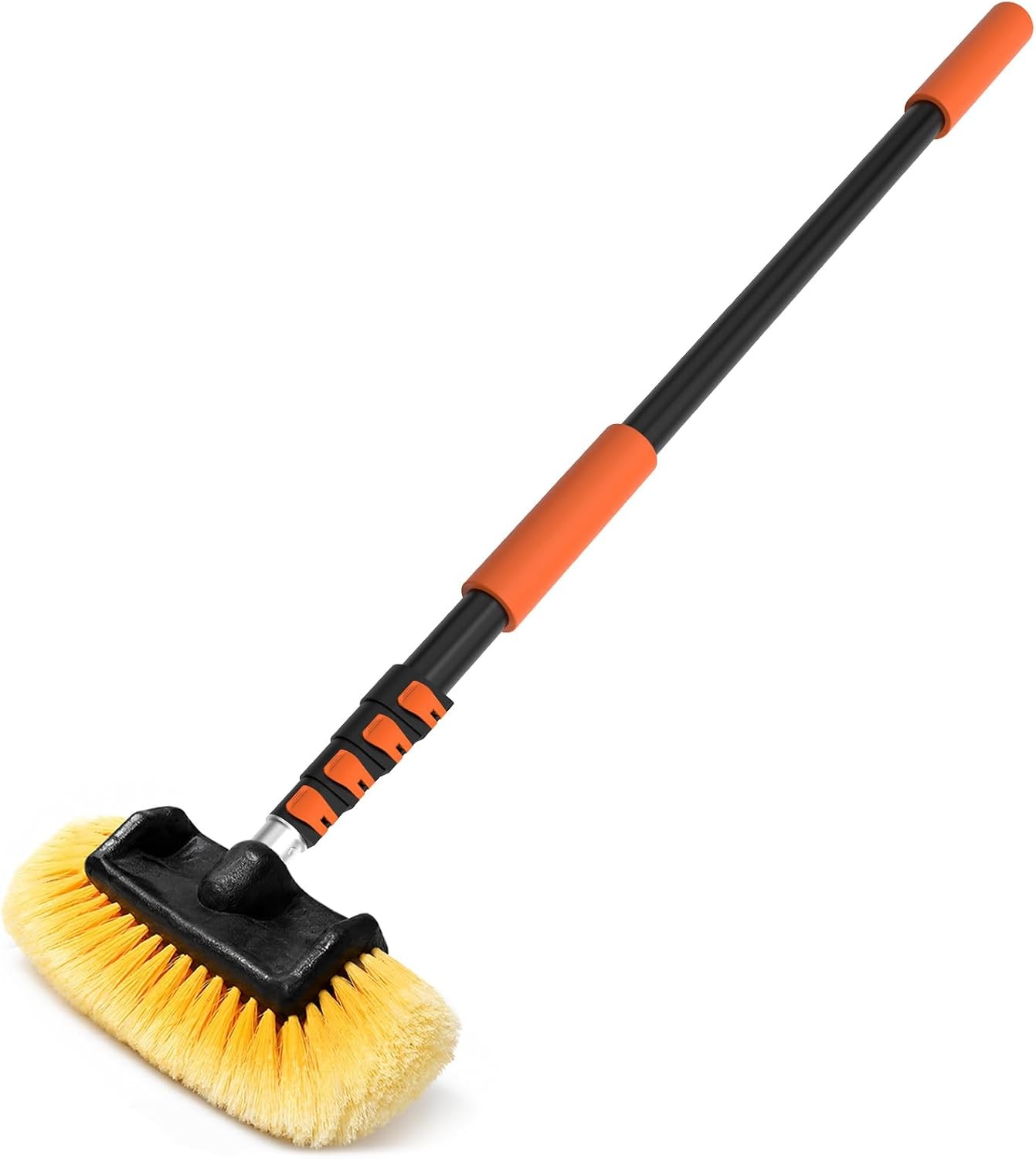 LAANPOLE 12FT Car Wash Brush with Long Handle, Car Cleaning Brush with 12 Inch