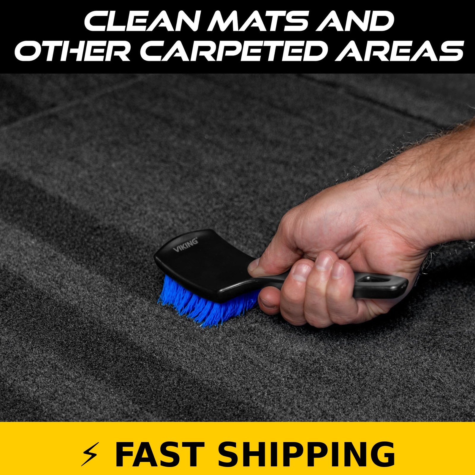 Viking Carpet Cleaning Brush – 8.3×2.5in, Black/Blue
