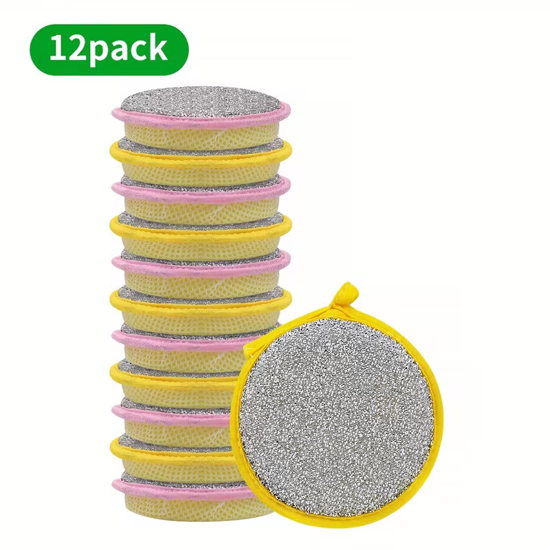 12-Piece Cleaning Sponge Set/Scouring Pads/Square Dishcloths/Minimalist Dish Tow