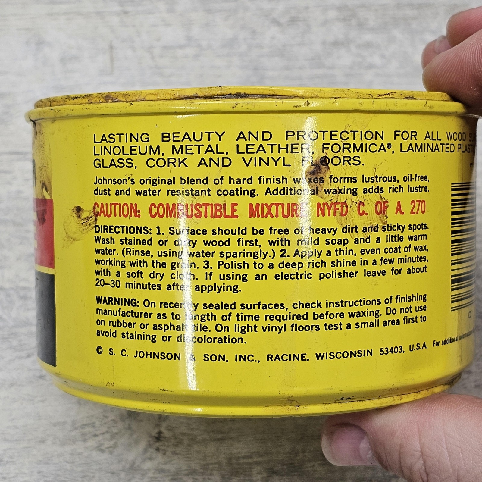Johnson Paste Wax 16oz One Pound Half Full Floor Wood Metal Leather Polish