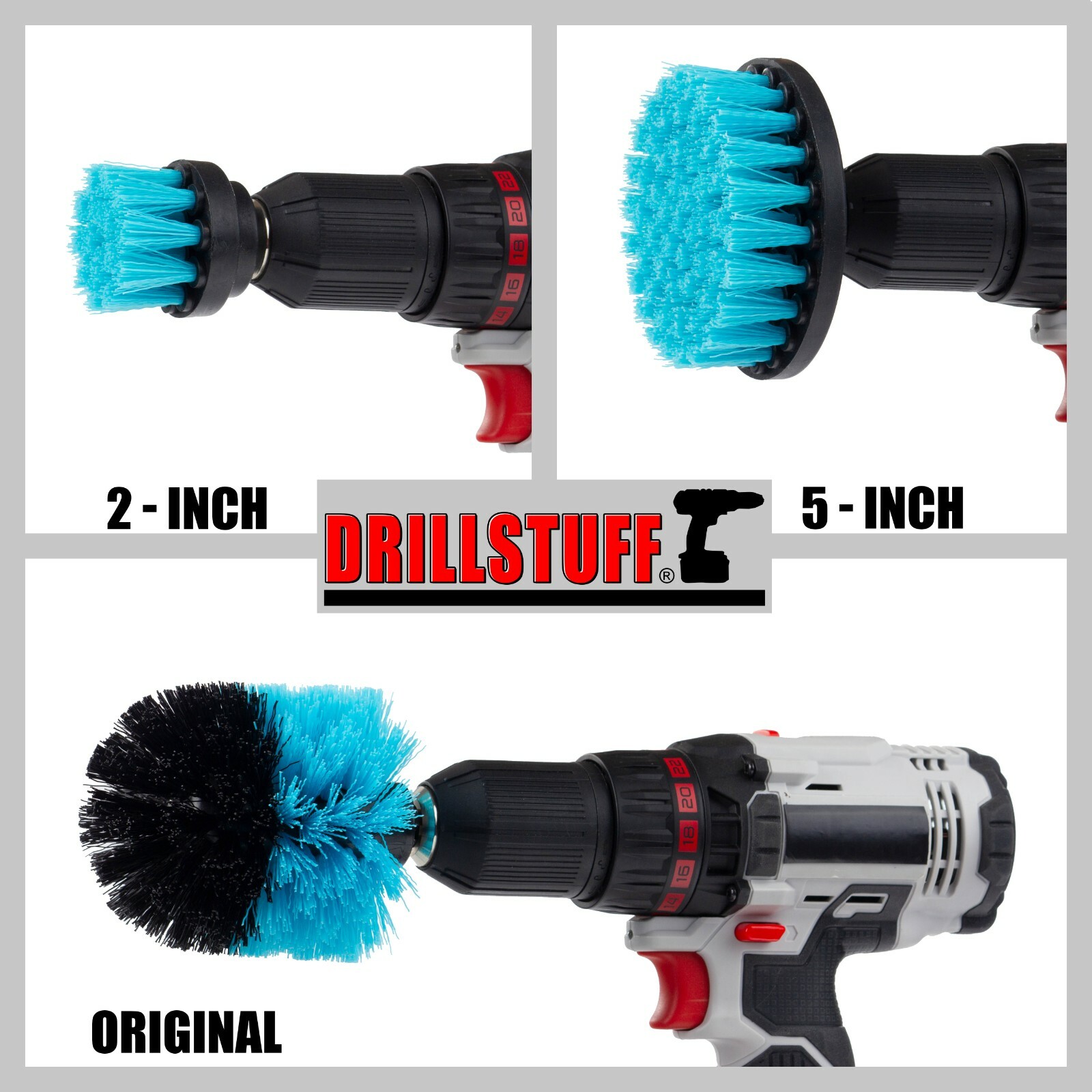 Swimming Pool, Spa, Hot Tub Drill Power Cleaning Scrub Brush Set Removes Algae