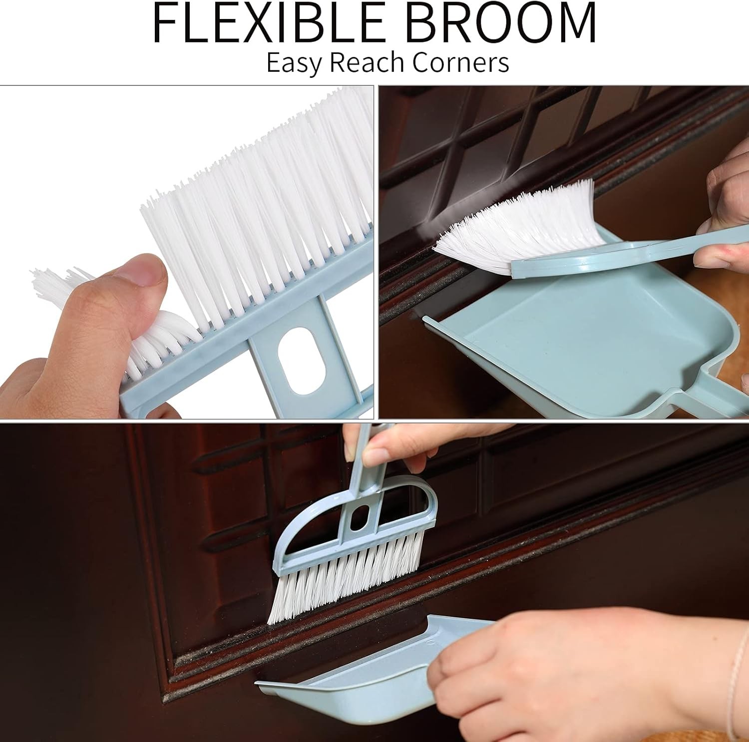 Loutor Mini Hand Broom and Dustpan Set Small Dust Pans with Brush Set