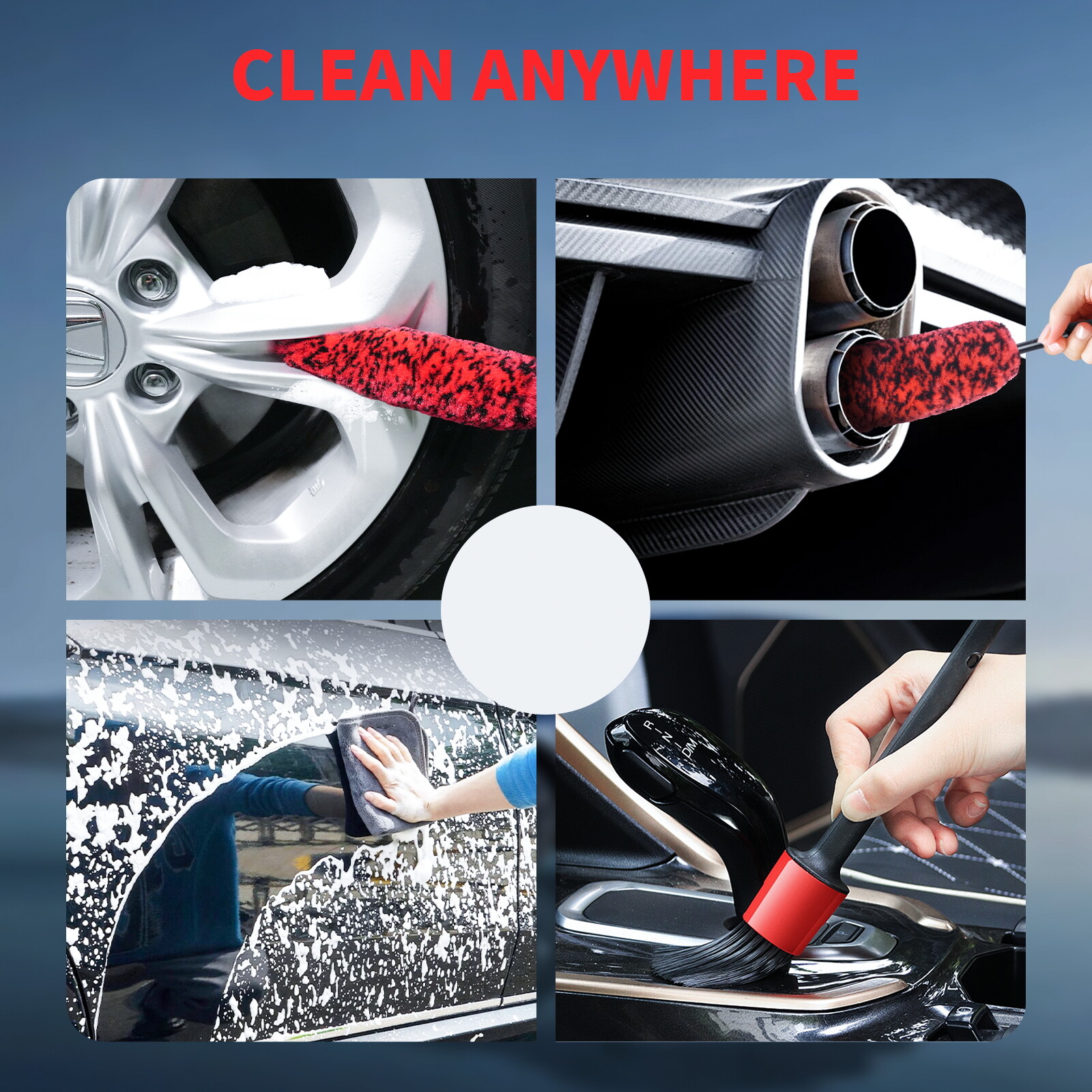 Car Wheel Brush Kit & Detailing Brush Cleaning Towels for Wheels Rims Cleaner