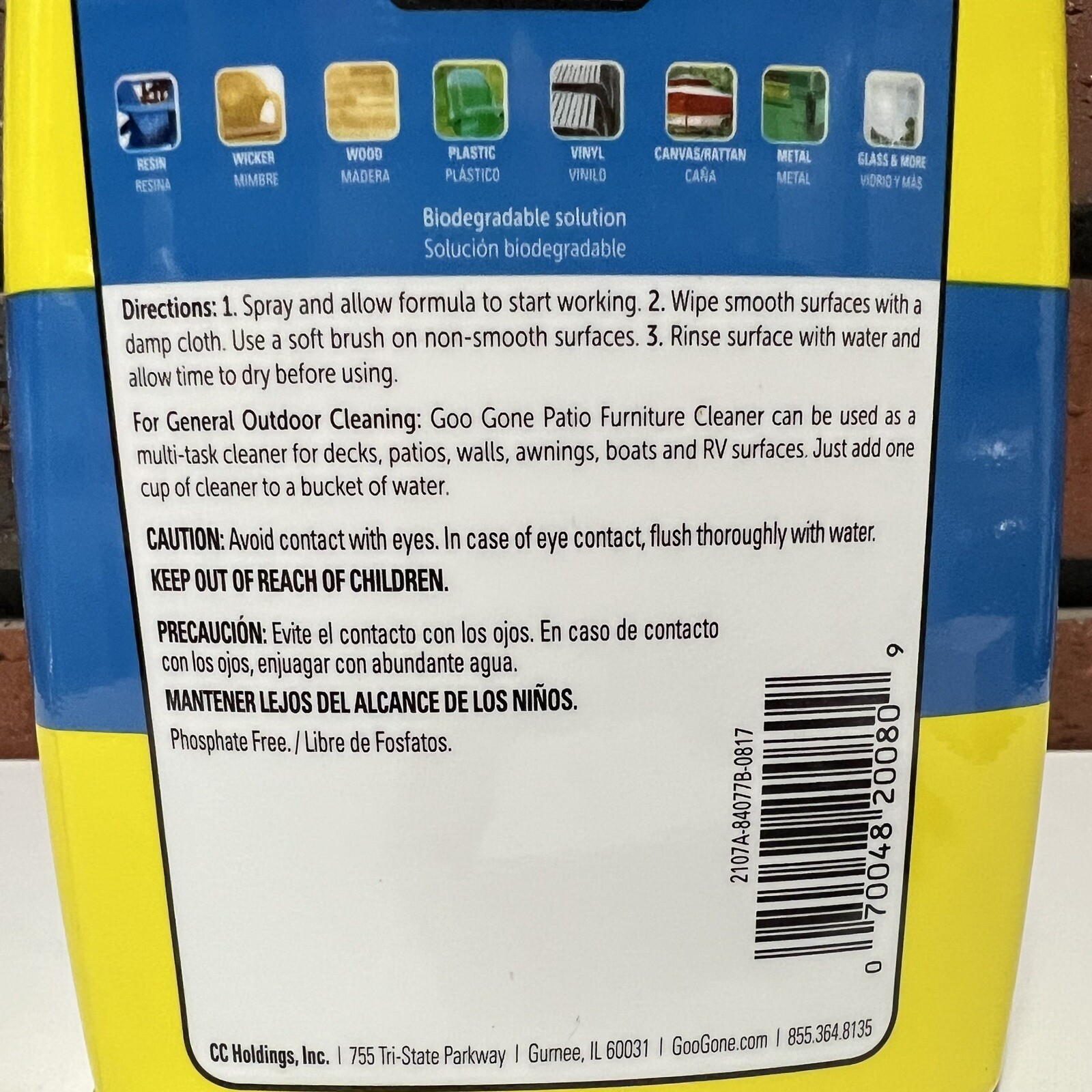 Goo Gone Outdoor Patio Furniture Cleaner Wicker Cushion Spray 24 Oz New