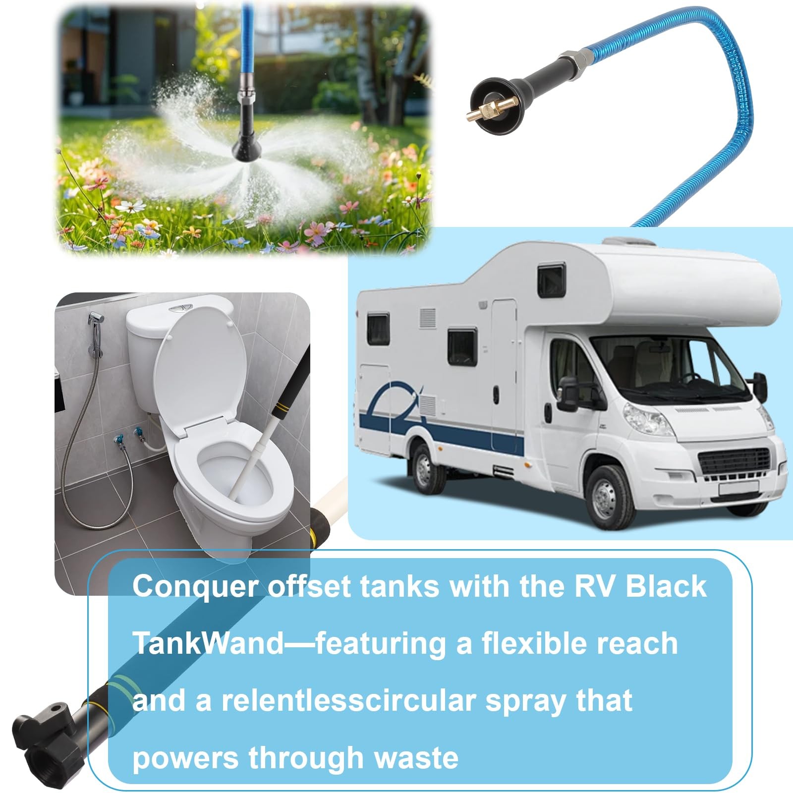 RV Black Tank Wand, Black Tank Cleaning Wand Detachable RV Flexible Swivel St…