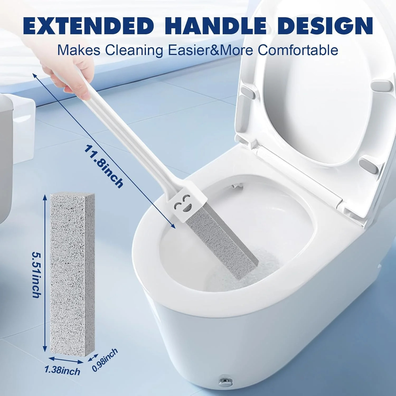 10 Pack Pumice Stone Toilet Bowl Cleaner with 2 Extra Long Handle, Scouring Stic
