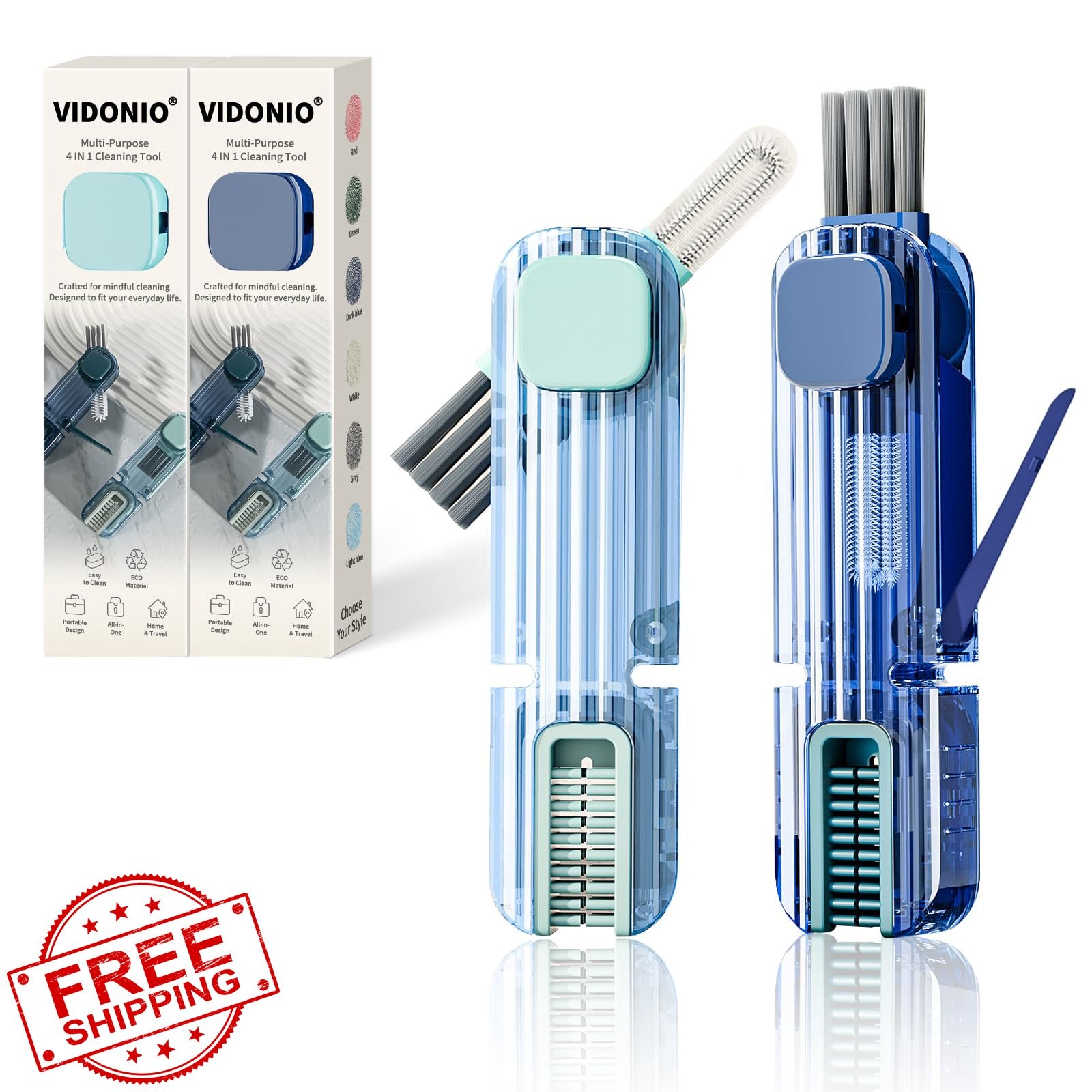 vidonio Crevice Cleaning Brush Set Light Blue/Navy 2pk