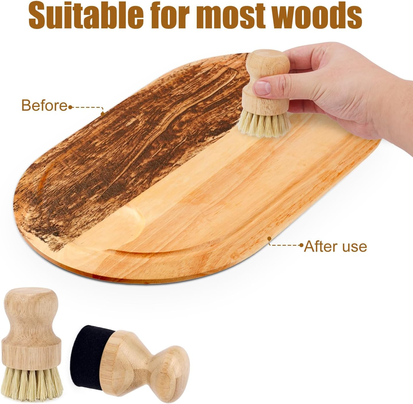Cutting Board Oil Wax Applicator and Scrub Brush, Butcher Block Wax Applicator w