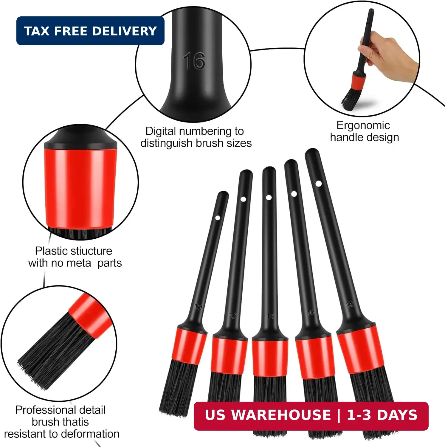 13PCS Car Detailing Brush Set, Car Detailing Brush Kit, Ultra No Soft Scratch