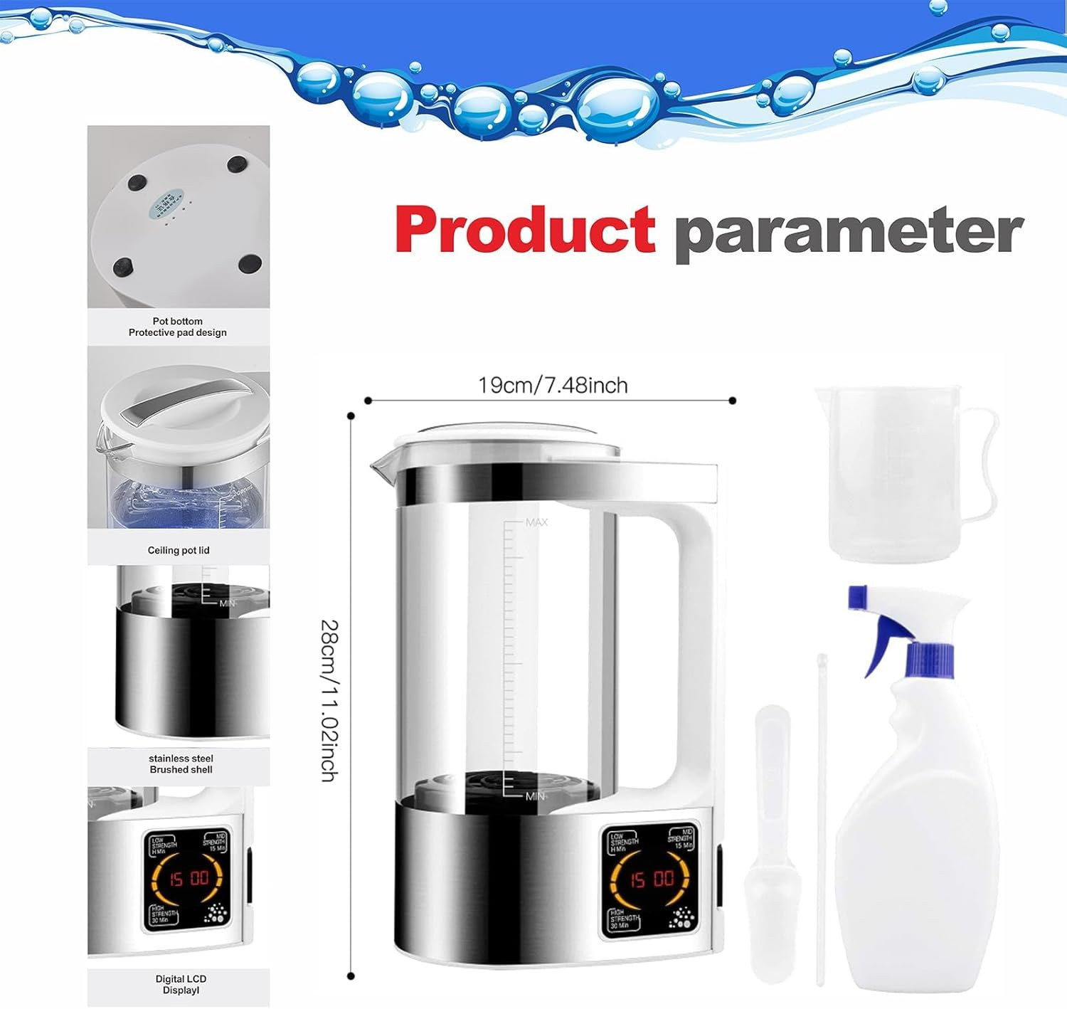 Hypochlorous Acid Generator 2000ML Portable Cleaning Solution Maker