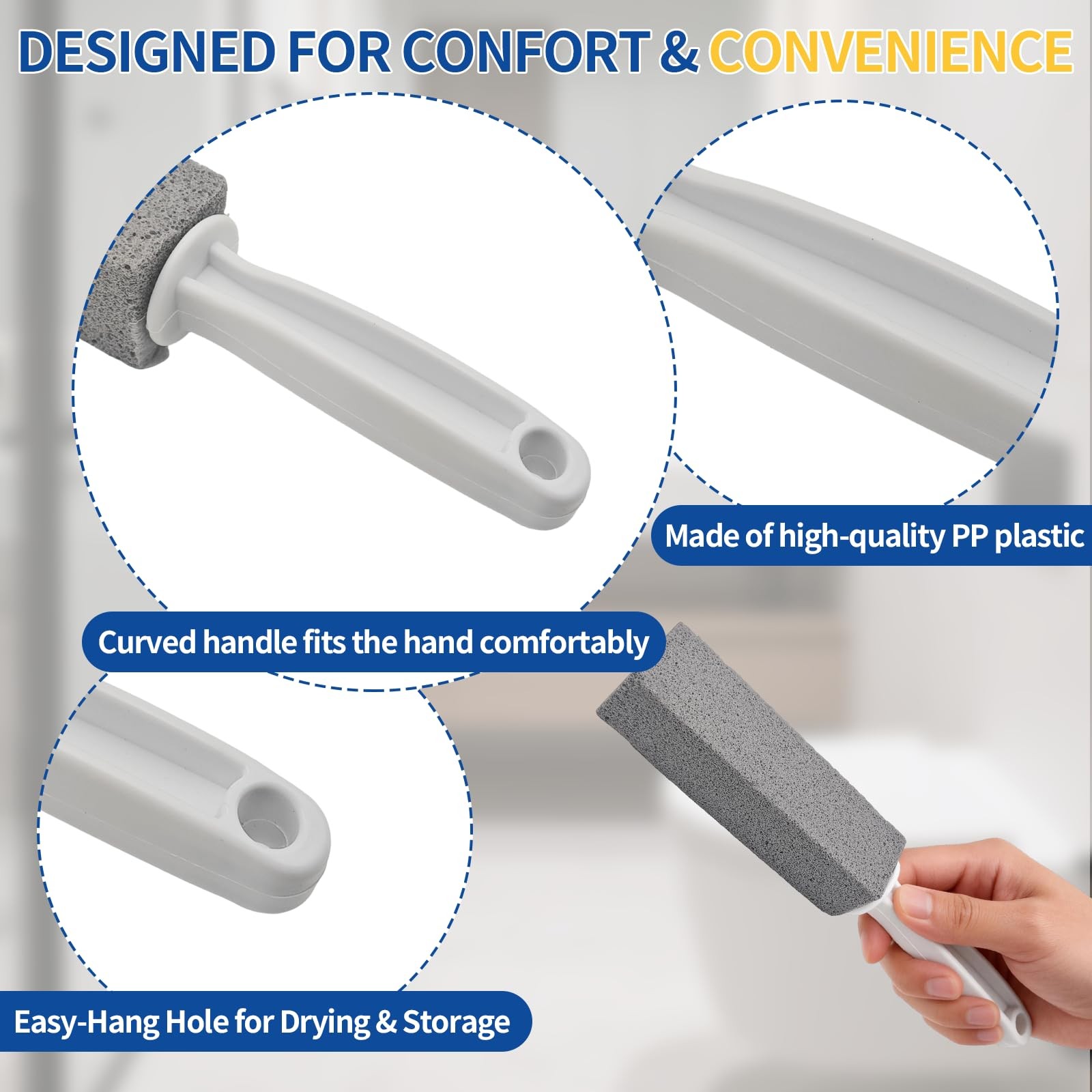 Toilet Bowl Cleaner Pumice Stone with Handle for Limescale & Hard Water Stains