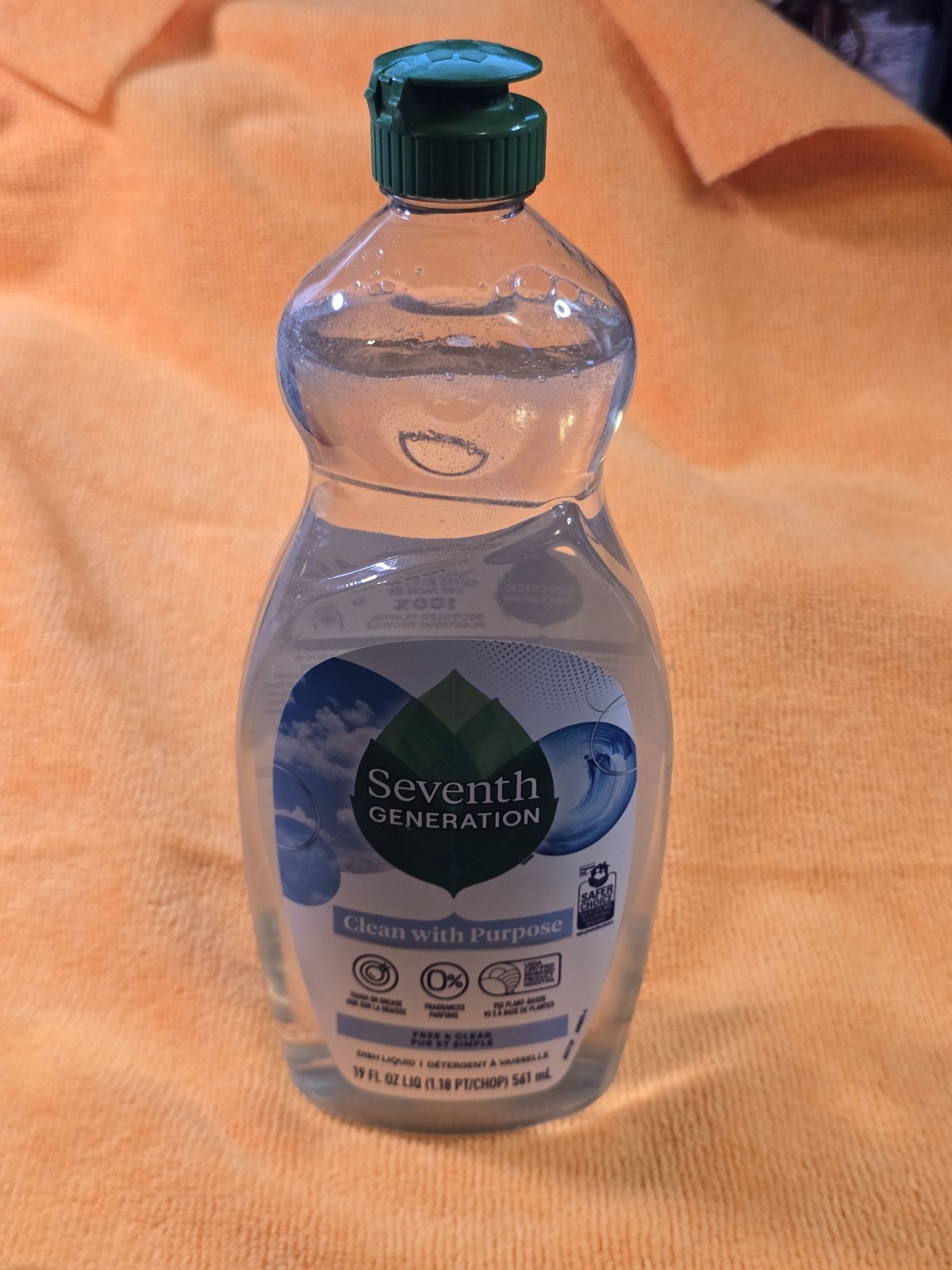 Seventh Generation Free and Clear Liquid Dish Soap Detergent 19 fl oz