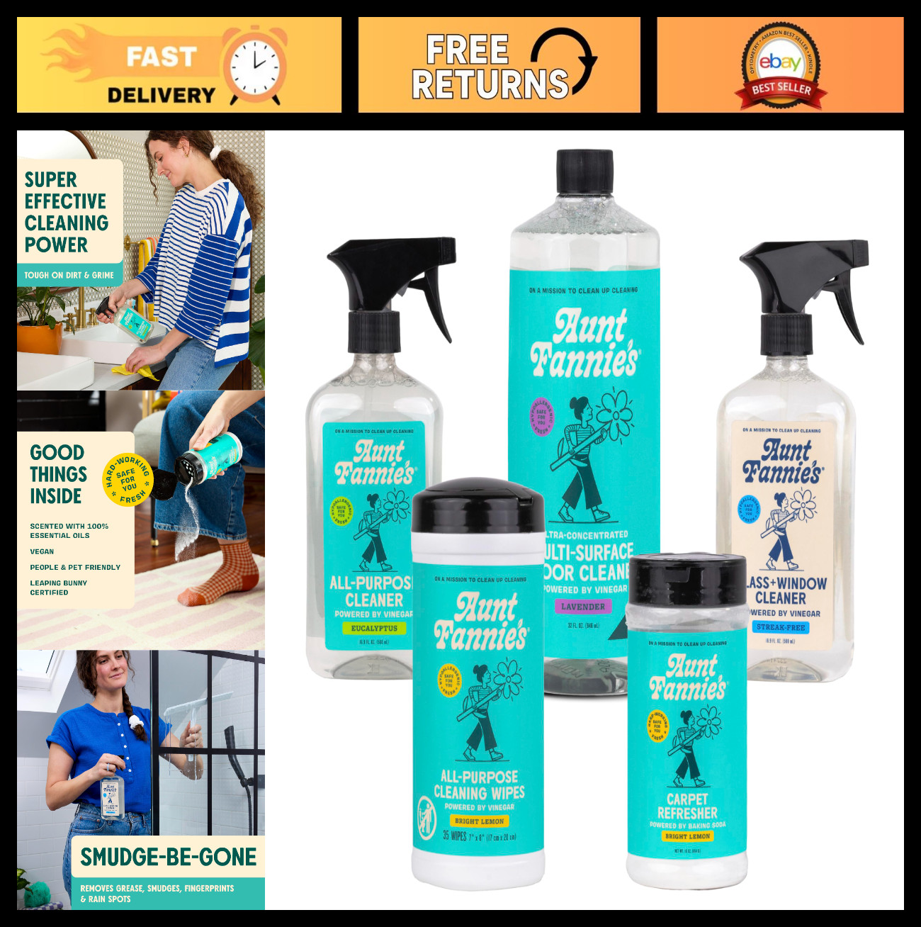 Whole Home Cleaning Bundle – All-Purpose Spray, Floor Cleaner, Glass Cleaner, Wi