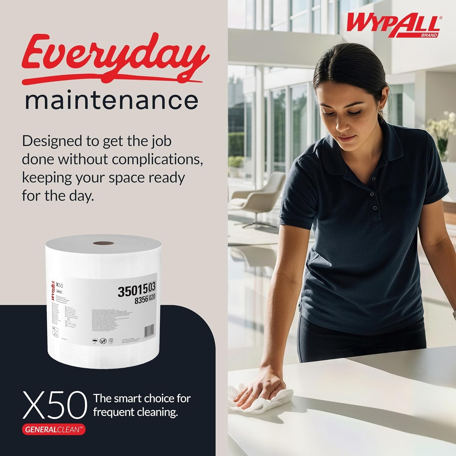 GeneralClean X50 Cloths, Strong Towels, 1 Roll, 1,100 Sheets
