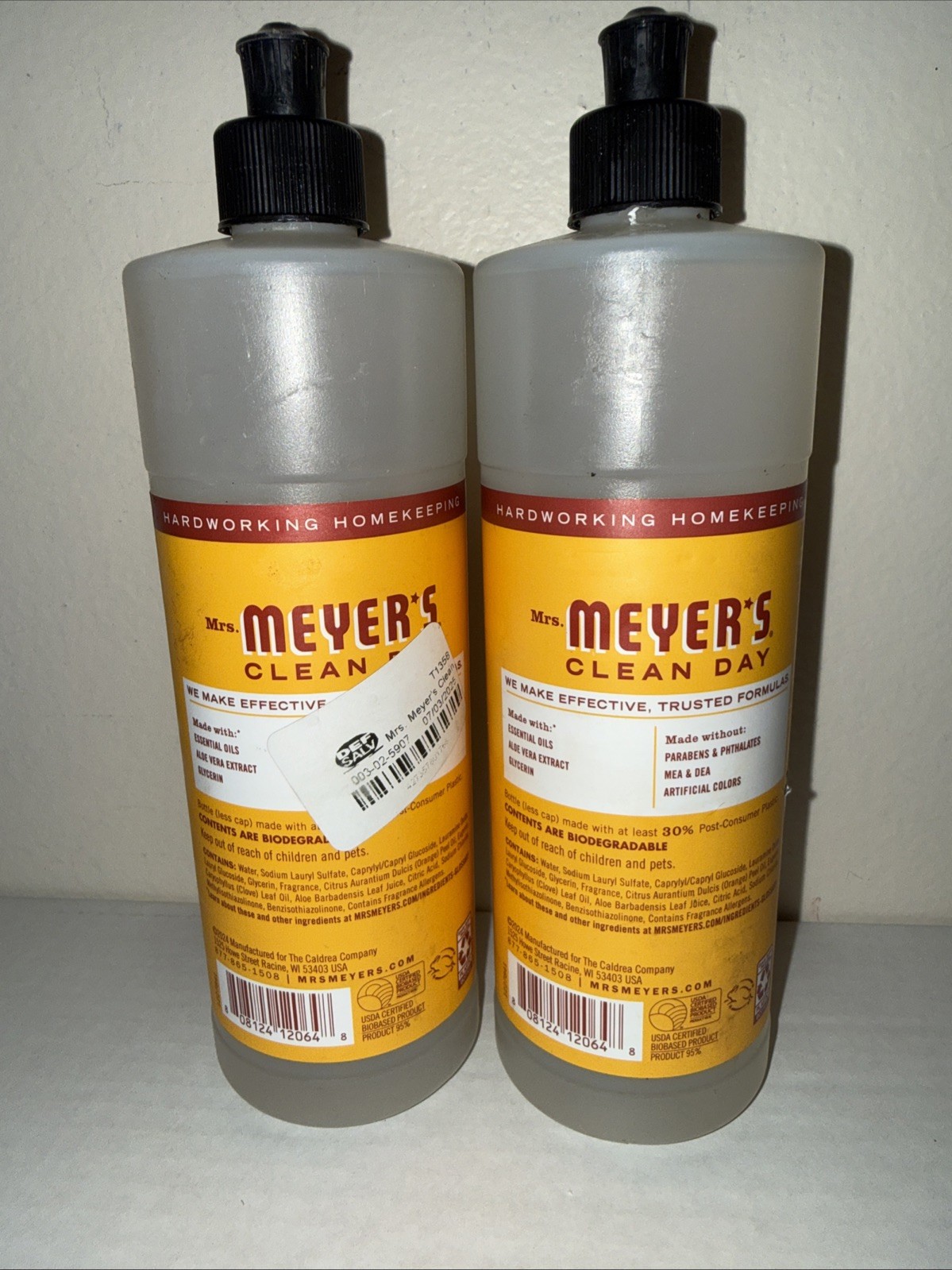 Mrs. Meyer’s Clean Day Dish Soap Clementine Scent 16 fl oz – 2 Pack