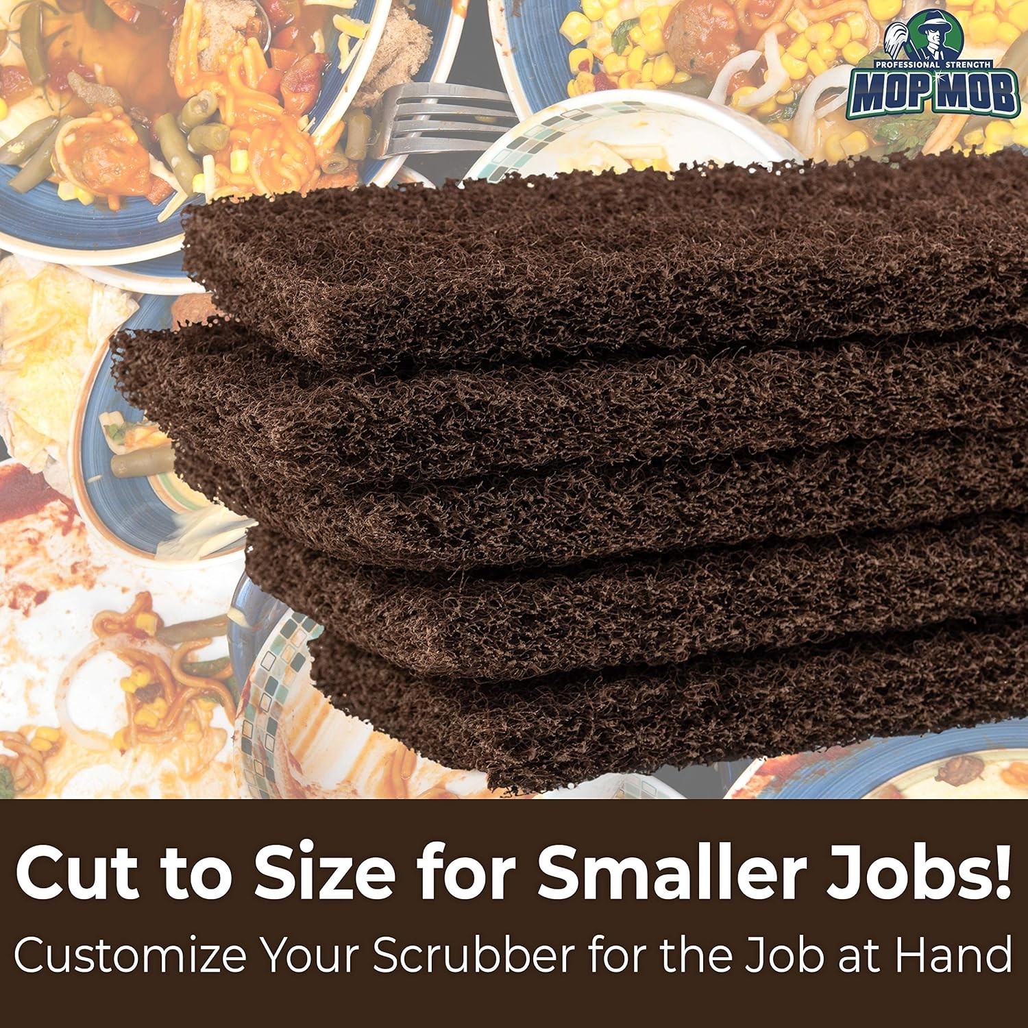 Heavy Duty XL Scouring Pad 2 Pack Brown Nylon Scrubber Pads 10×4.5in
