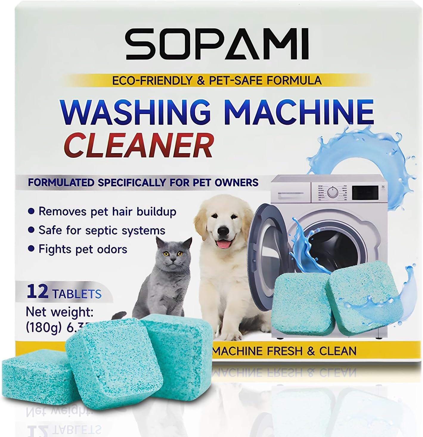 Washing Machine Cleaner Tablets 12 Pack, Deep Clean HE Front Load Top Load Washe