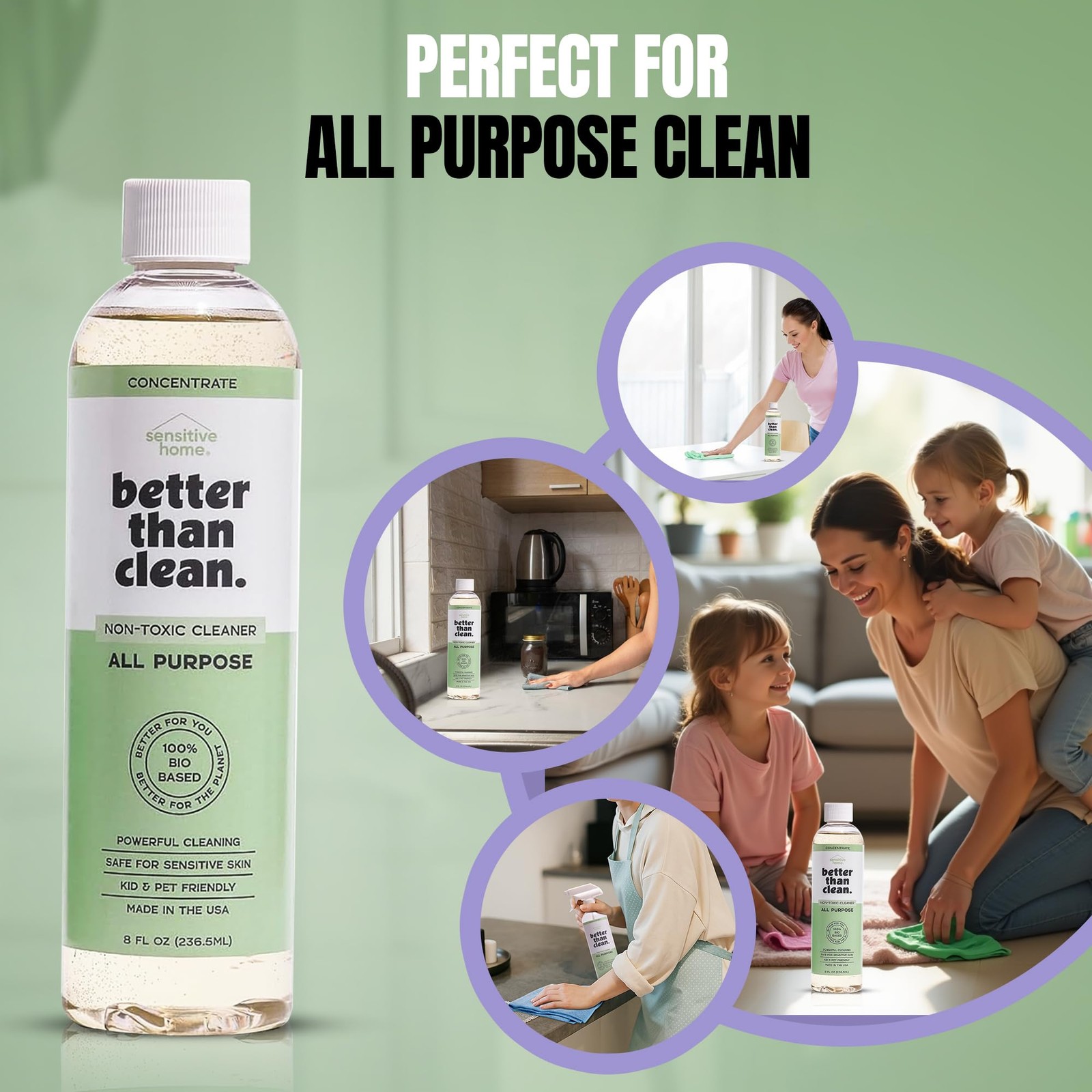 Unscented All Purpose Cleaner Concentrate – Plant-Based, Non-Toxic, Multi-Sur…