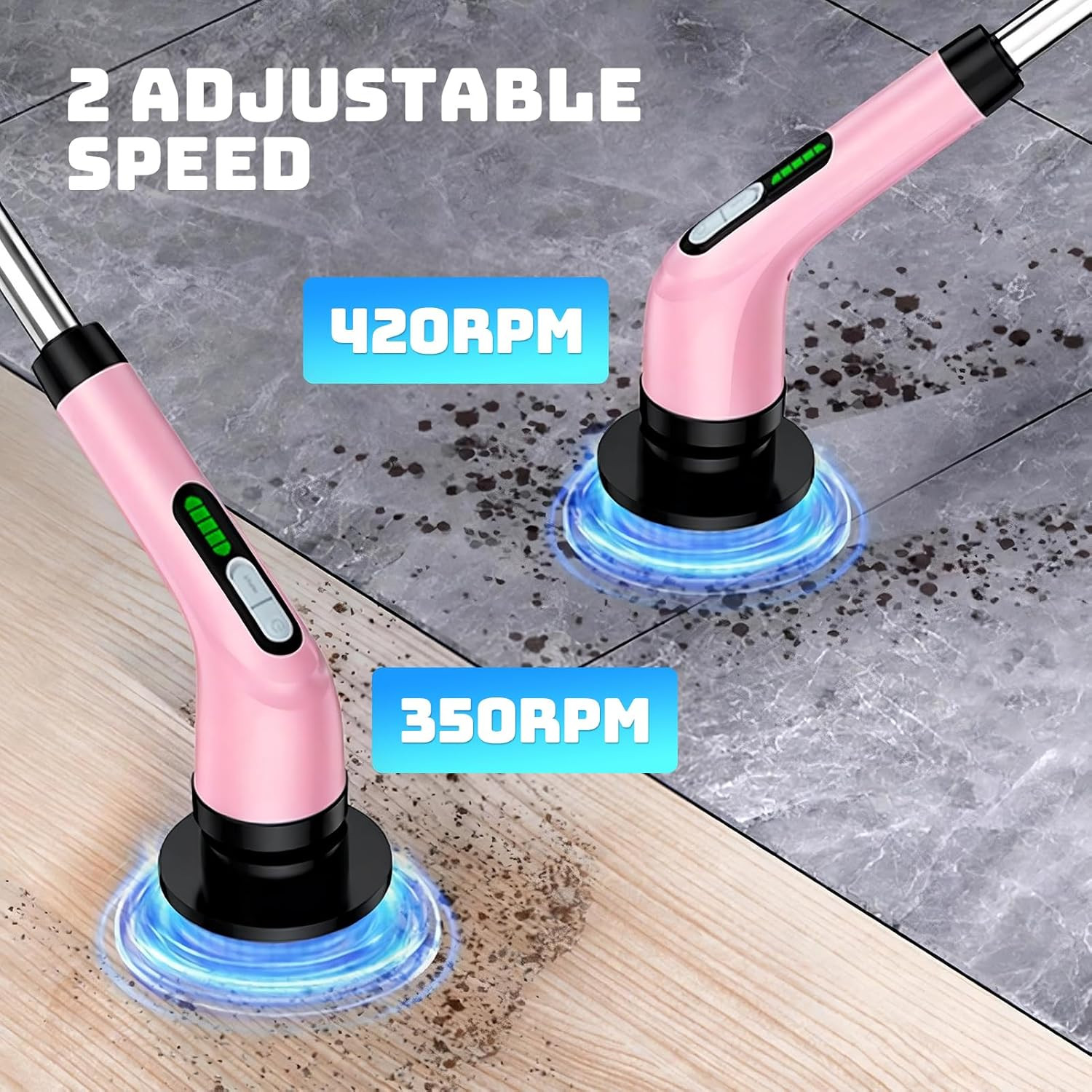 Electric Spin Scrubber for Cleaning Bathroom: Cordless Power Shower Scrubber – E