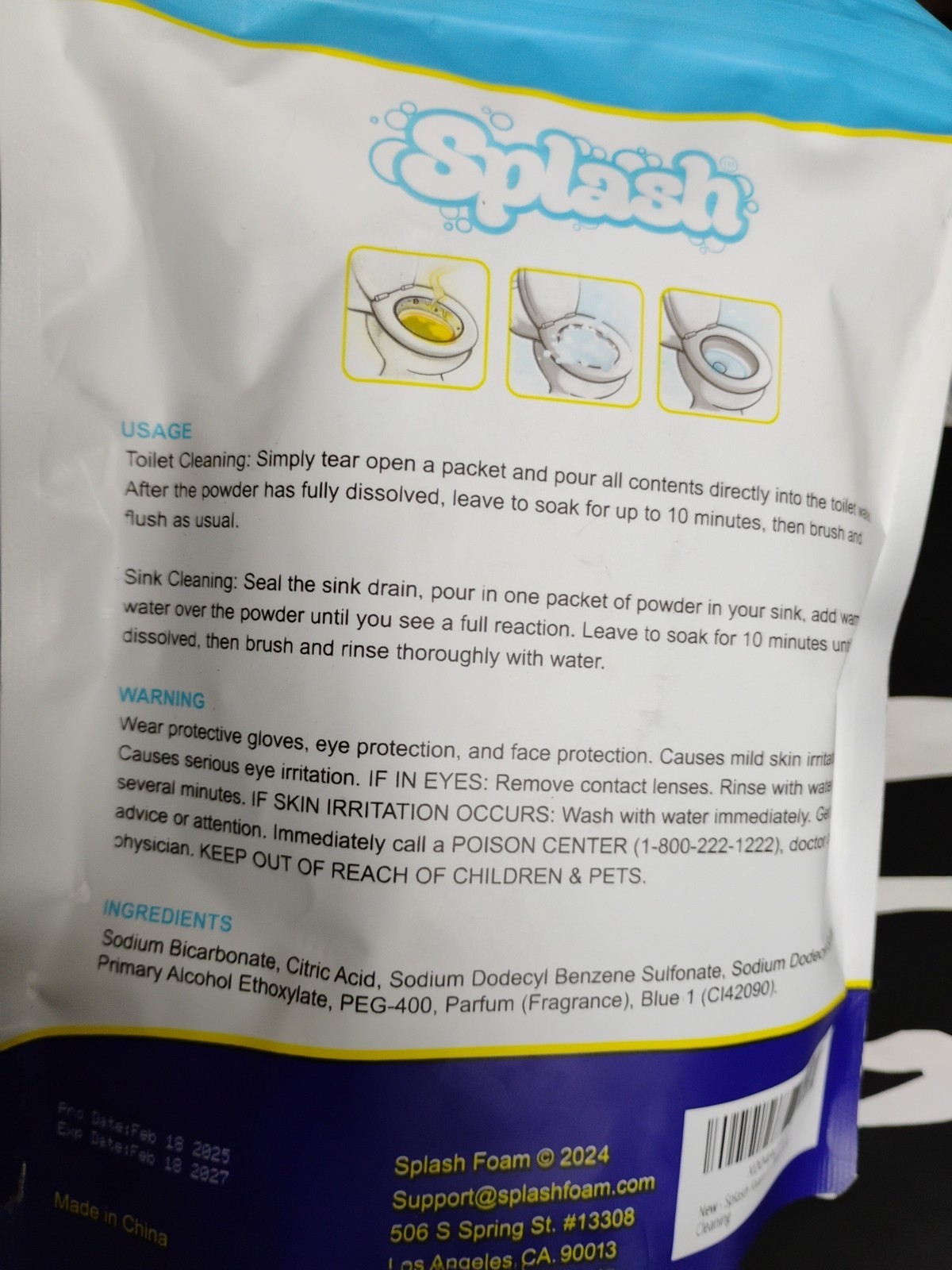 Splash 4 PACK Foaming Advanced Cleaner 350g 12.35oz Toilet Bowl Cleaning Powder