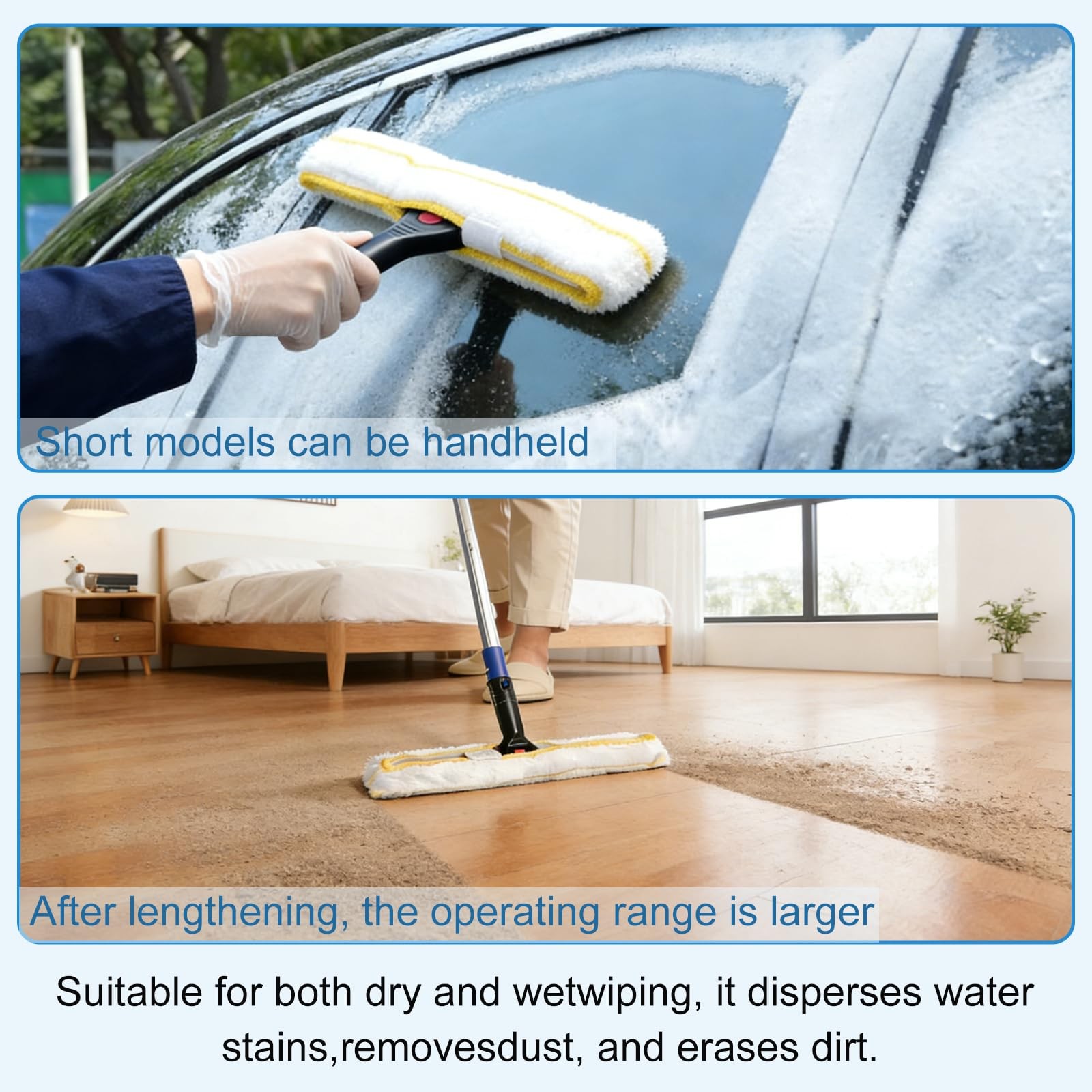 2 in 1 Window Squeegee & Squeegee Broom, 13.78″ Heavy Duty Floor Squeegee Mop…