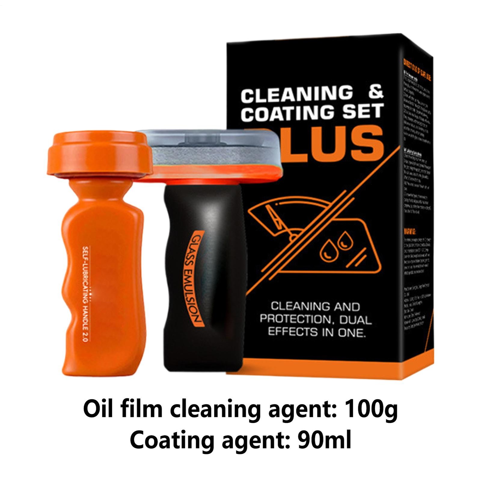 Car Glass Oil Film Remover Cleaning Emulsion 2-in-1 Anti-Glare Hydrophobic Brush