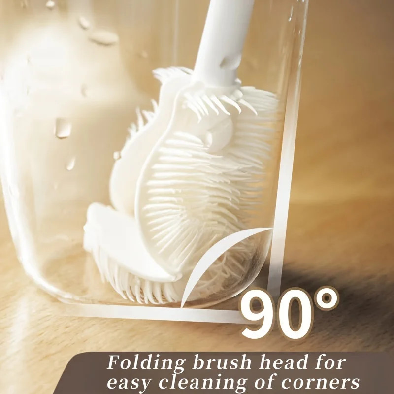 Foldable 360 degree silicone brush long handle reusable for bottles cups