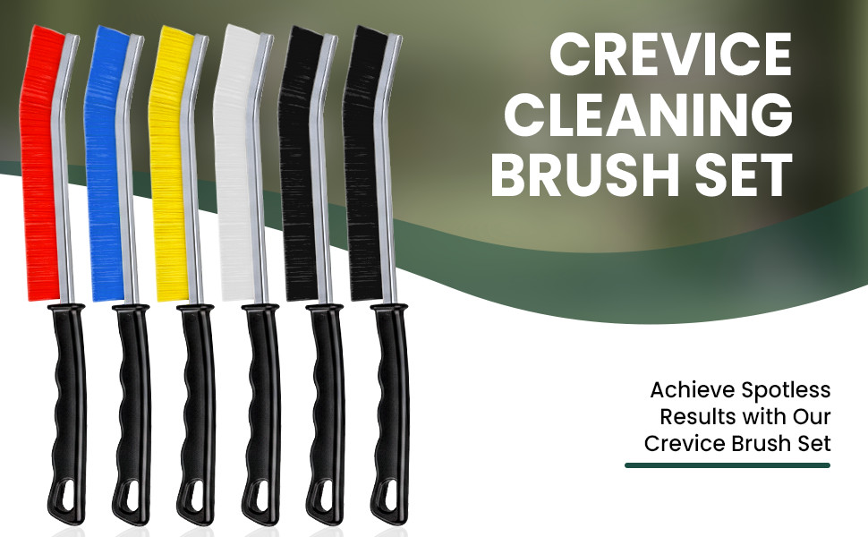 Crevice Cleaning Brush Set – 3Pcs Hard Bristle Cleaning Tools (2 Black & 1