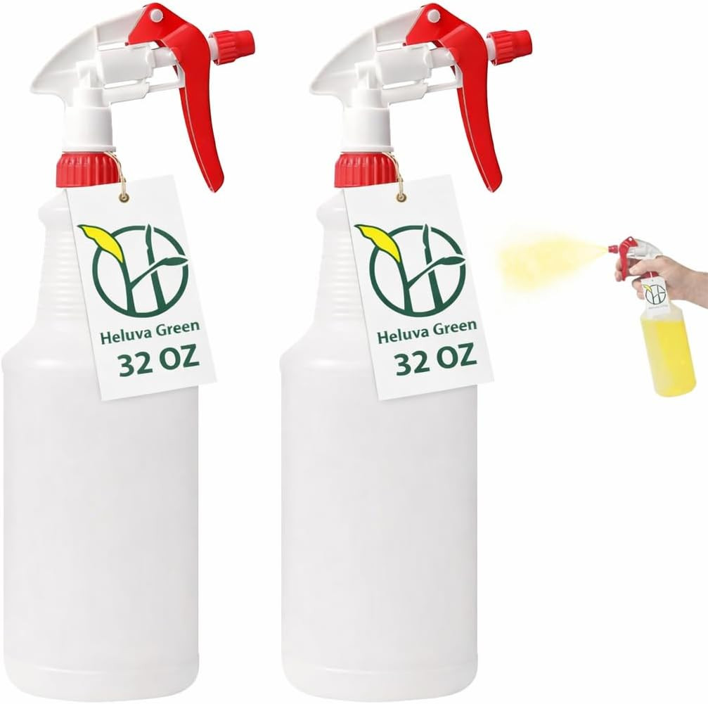 Heavy Duty Gardening 32oz Spray Bottles for Cleaning Adjustable Nozzle 2 Pack