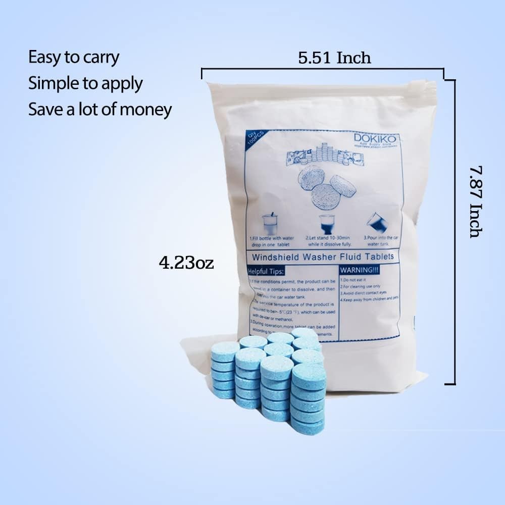 50 Pcs Windshield Washer Fluid Tablets, Wiper Fluid – Makes 52.5 Gallons Total!