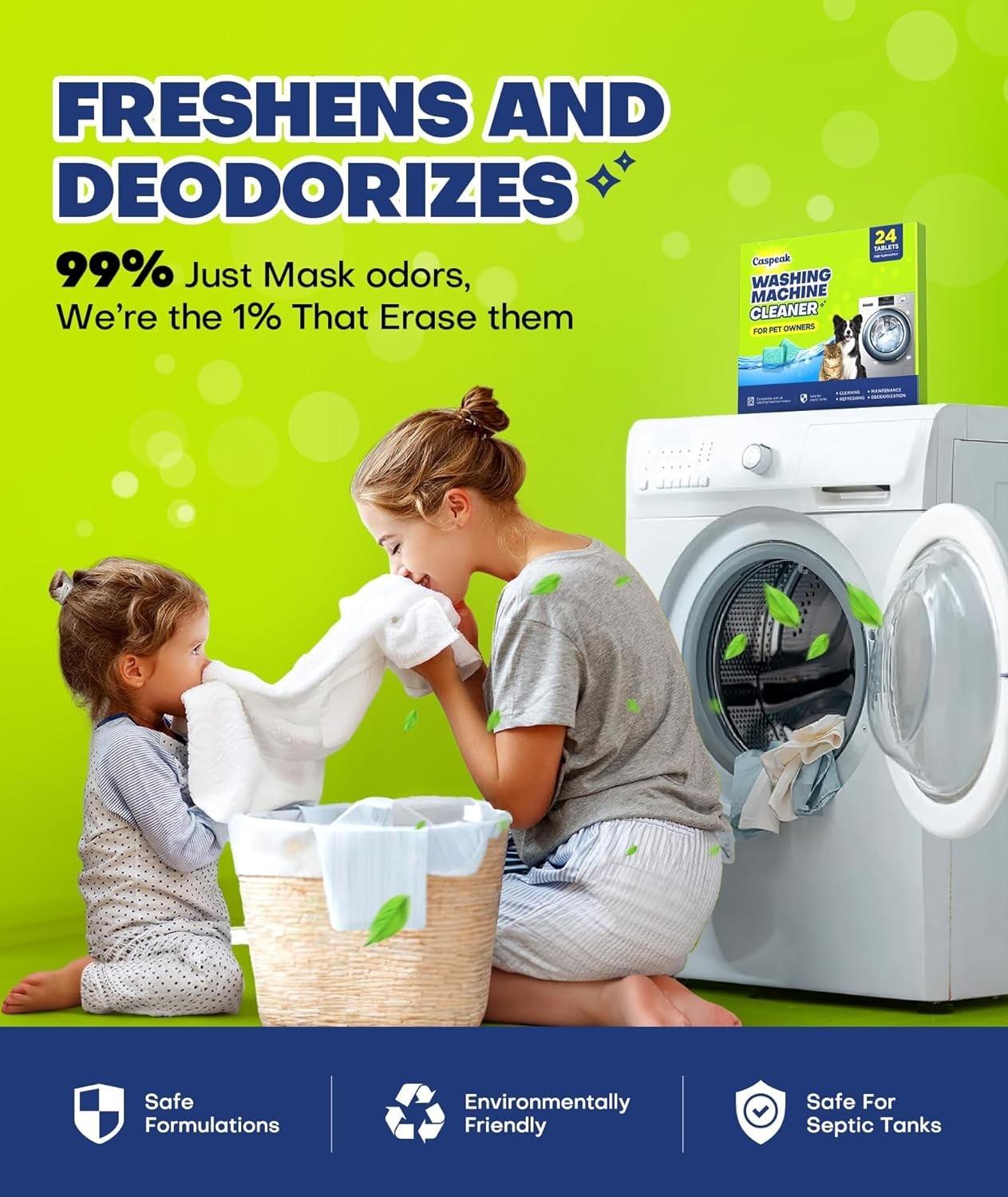 Deep Cleaning Washing Machine Cleaner Tablets No More Odor & Pet Fur Washing