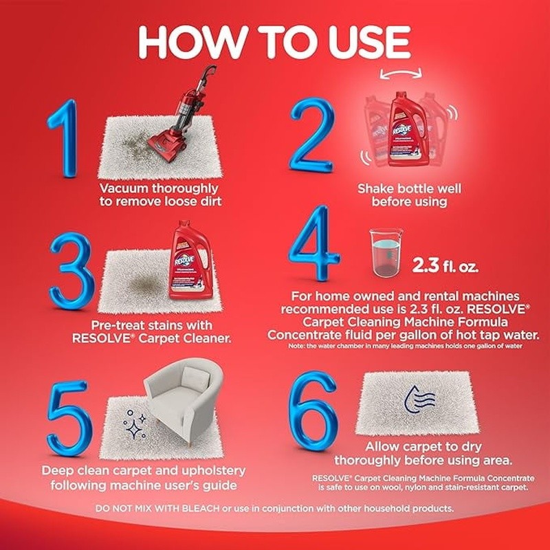 Carpet Cleaning Machine 60oz 2x Concentrated Formula Deep Clean Stain Remover US